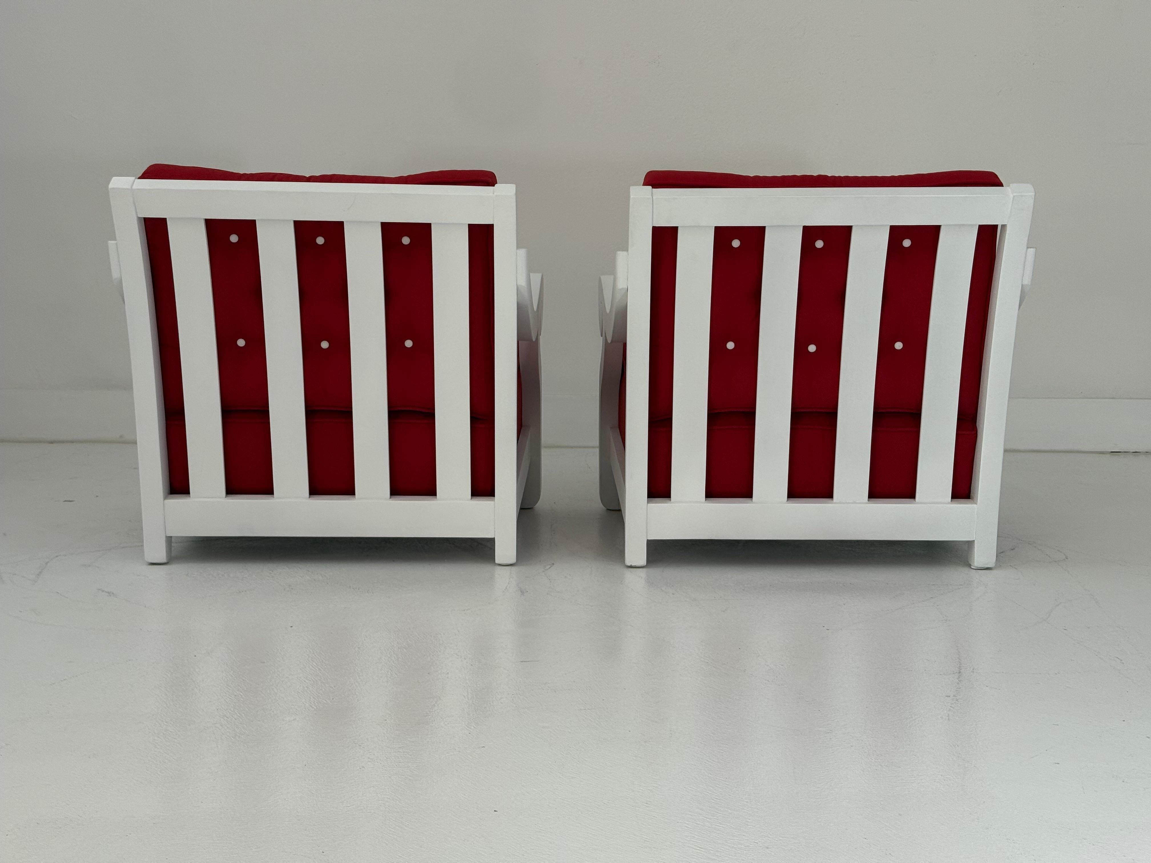 Painted Rare Frances Elkins Lounge Chairs, Coleman Estate, Pebble Beach, 1946 For Sale