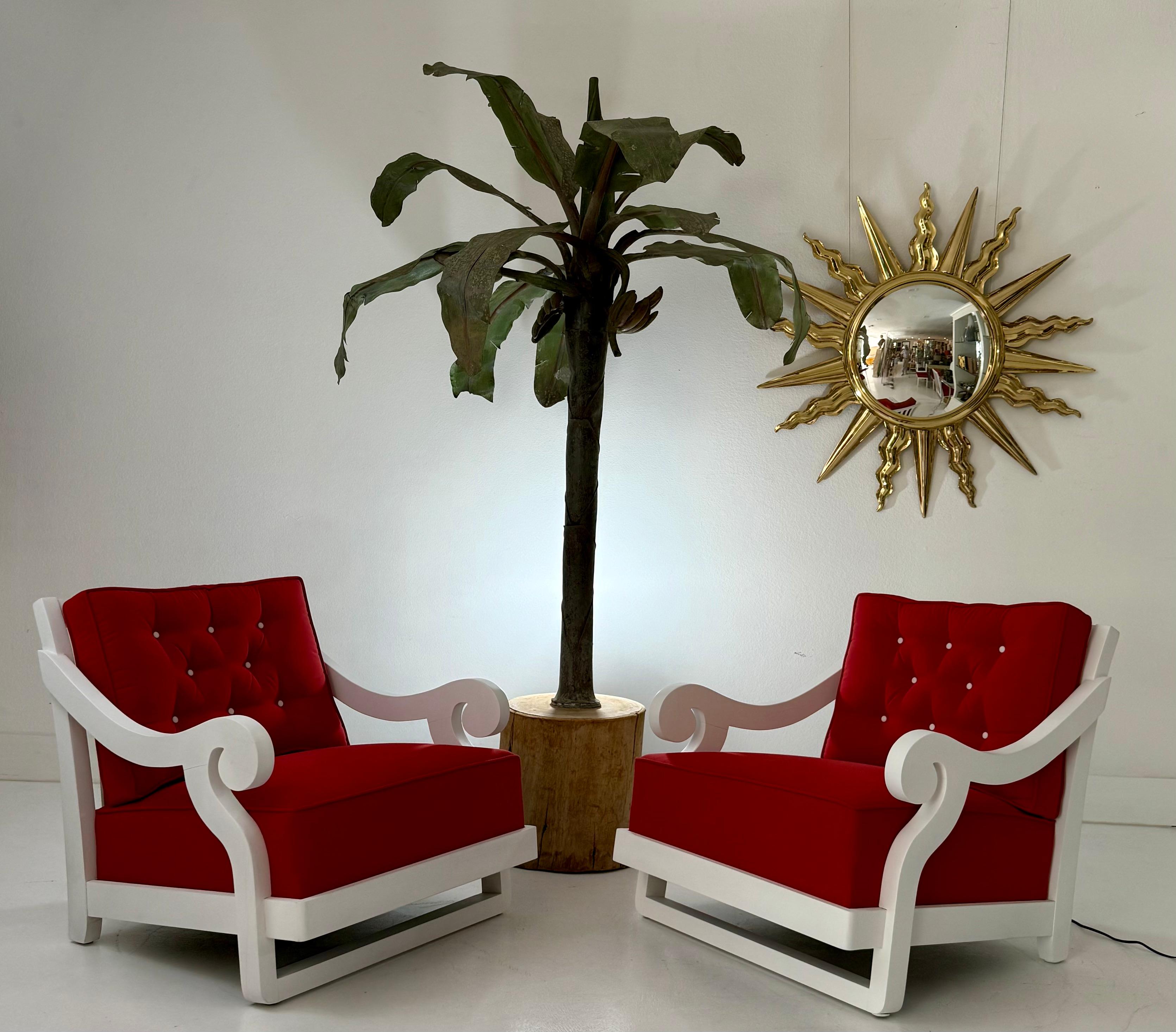Canvas Rare Frances Elkins Lounge Chairs, Coleman Estate, Pebble Beach, 1946 For Sale