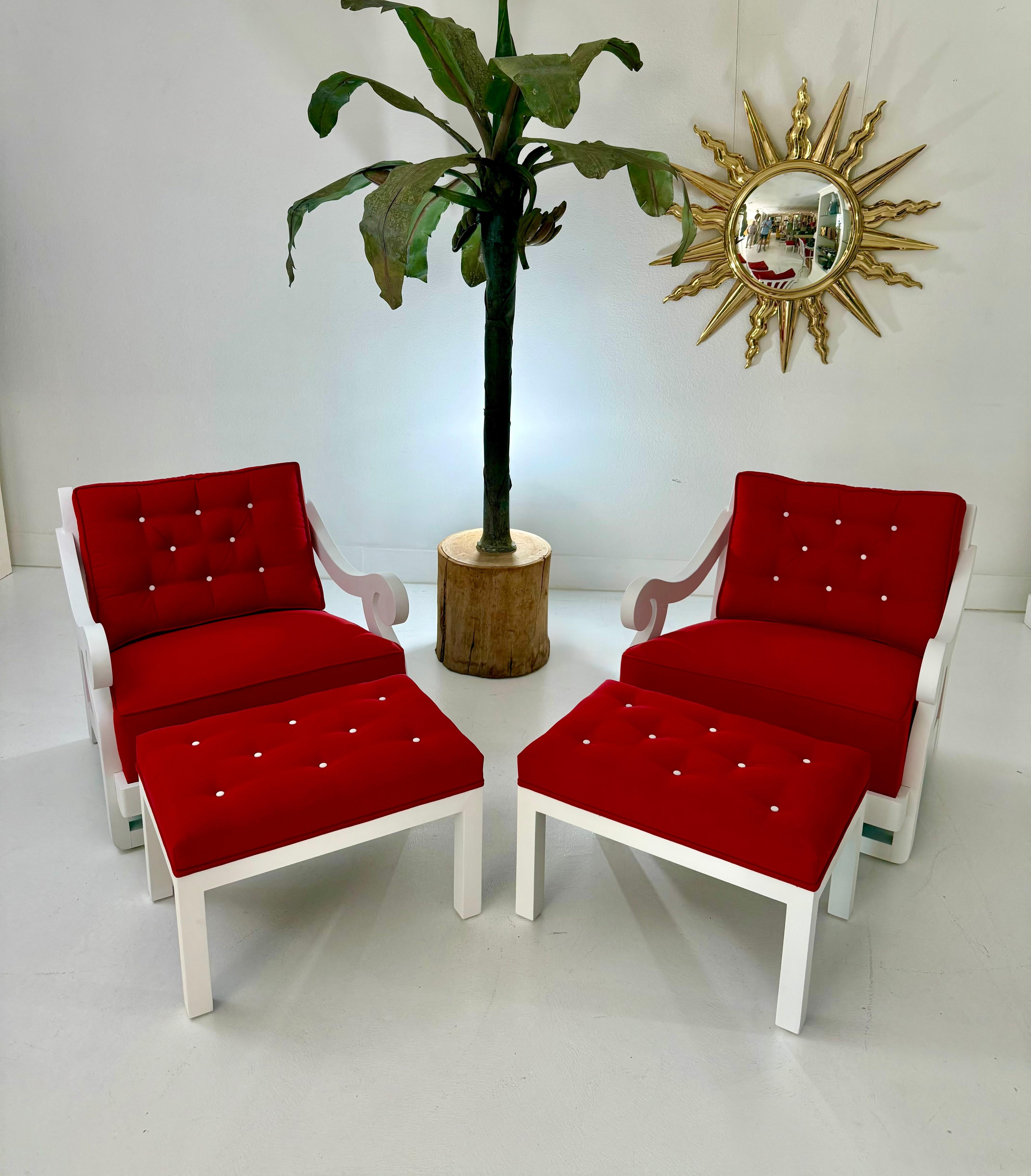 Canvas Rare Frances Elkins Lounge Chairs, Coleman Estate, Pebble Beach, 1946 For Sale