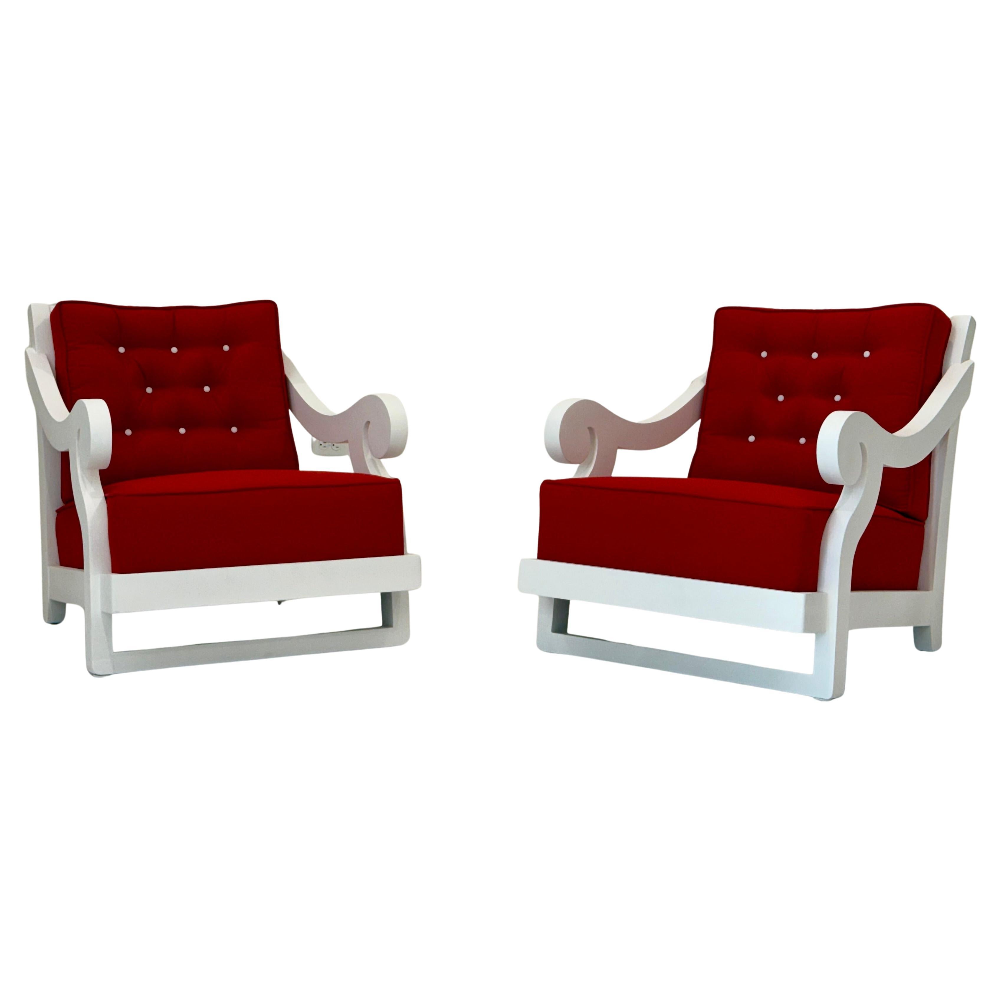Rare Frances Elkins Lounge Chairs, Coleman Estate, Pebble Beach, 1946
