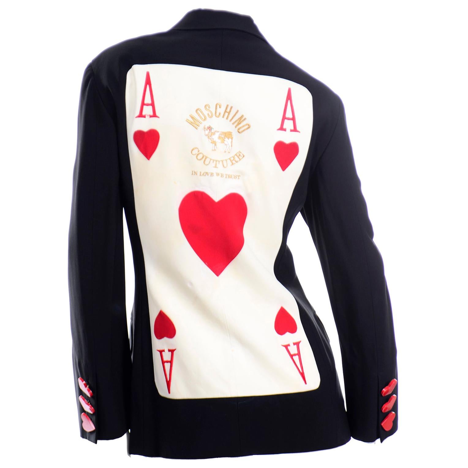 Rare Franco Moschino Couture Juvant Ace of Hearts Blazer Jacket