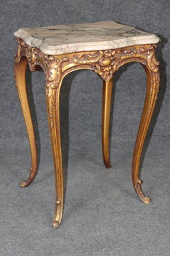 Rare Francois Linke signed Marble Top Carved Louis XV End Table