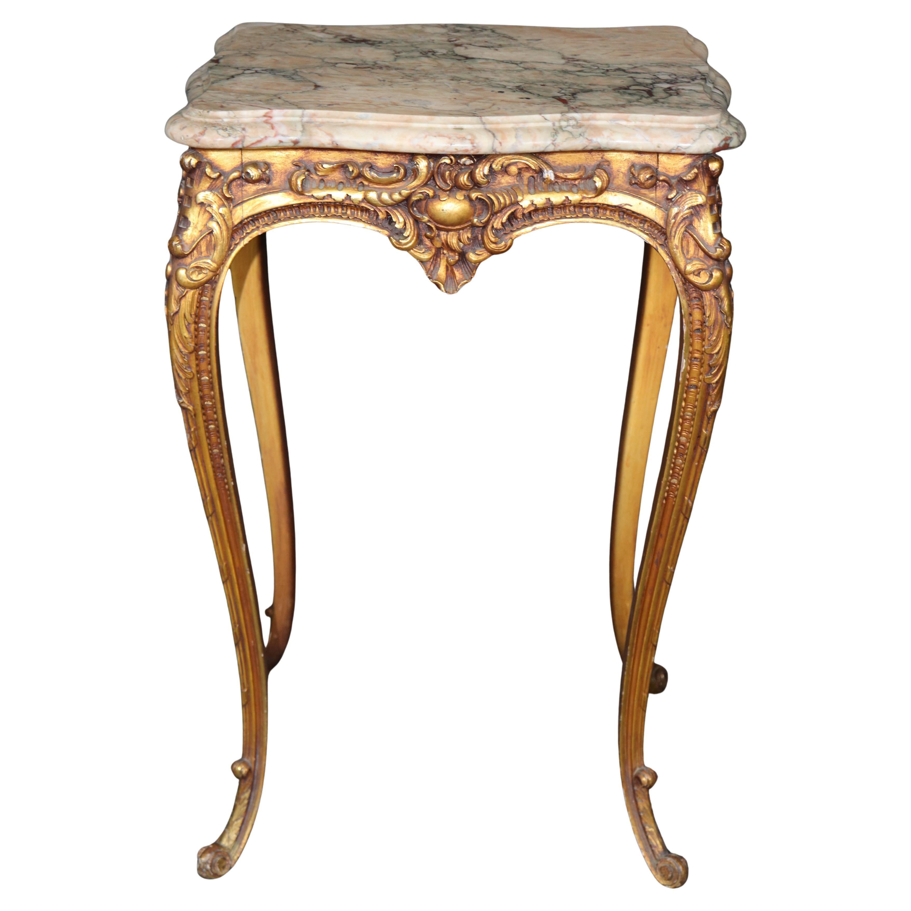 Rare Francois Linke signed Marble Top Carved Louis XV End Table in vendita