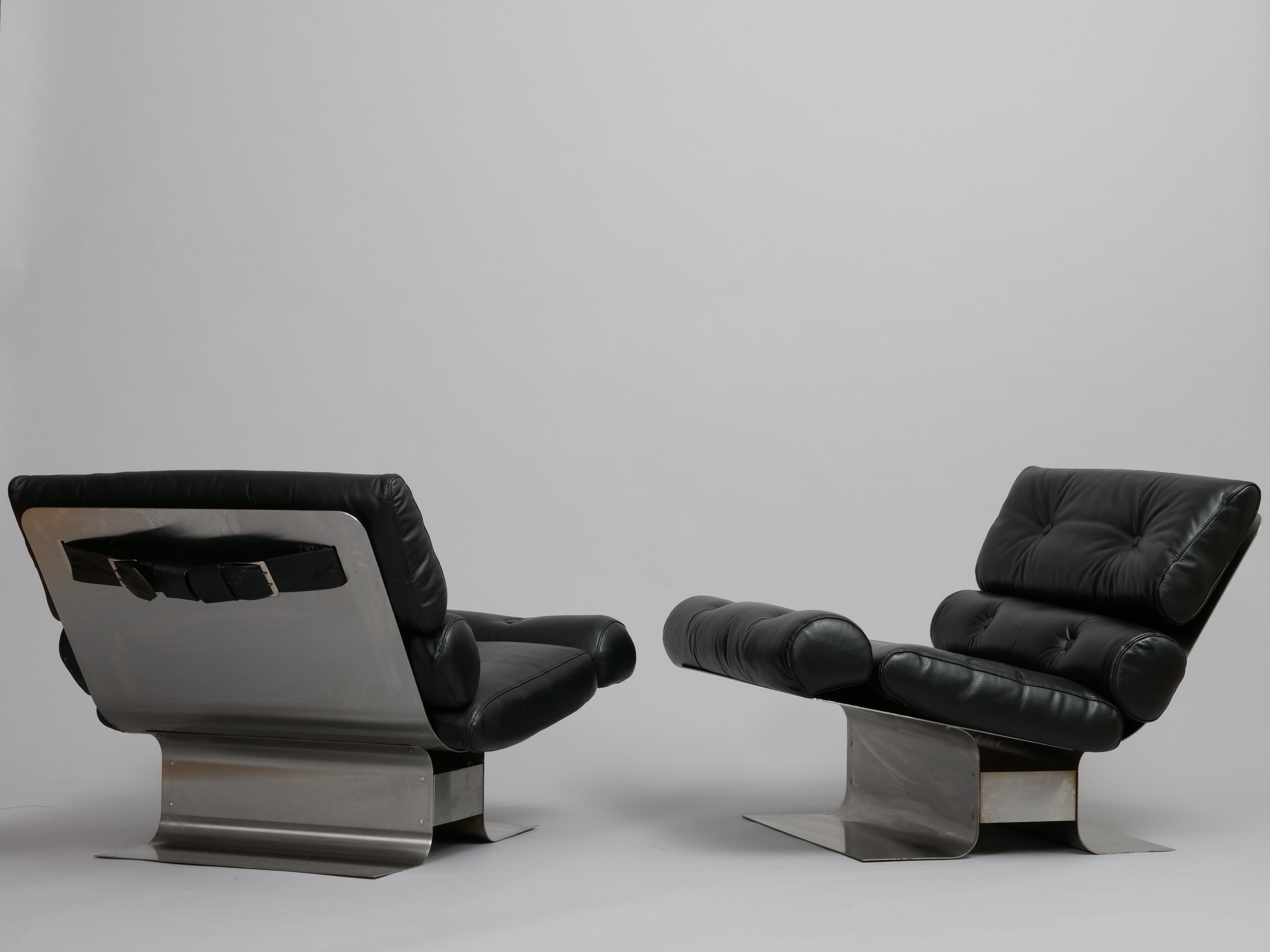 Mid-Century Modern Rare François Monnet lounge chairs for Kappa France 1972 For Sale