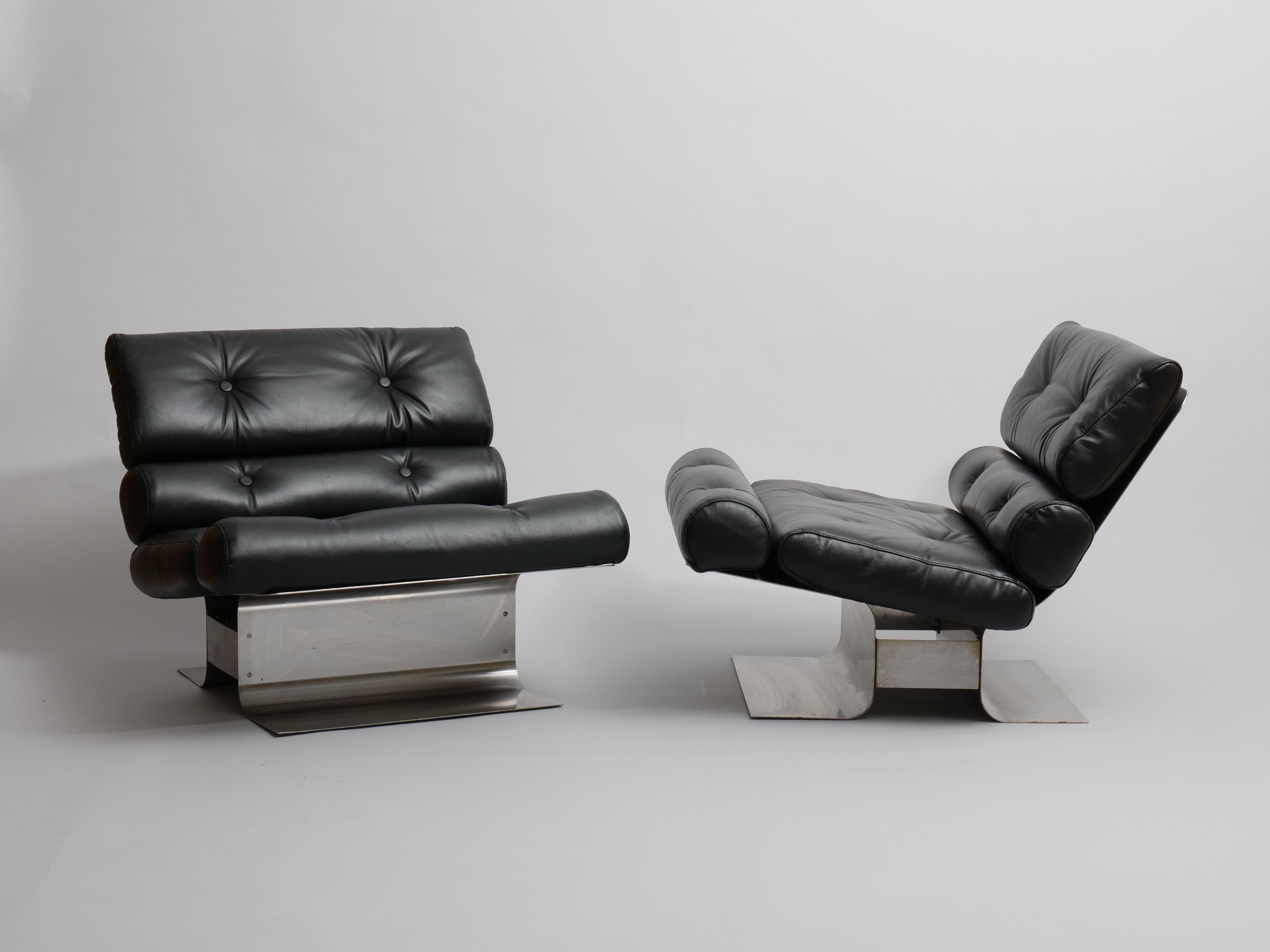 Late 20th Century Rare François Monnet lounge chairs for Kappa France 1972 For Sale