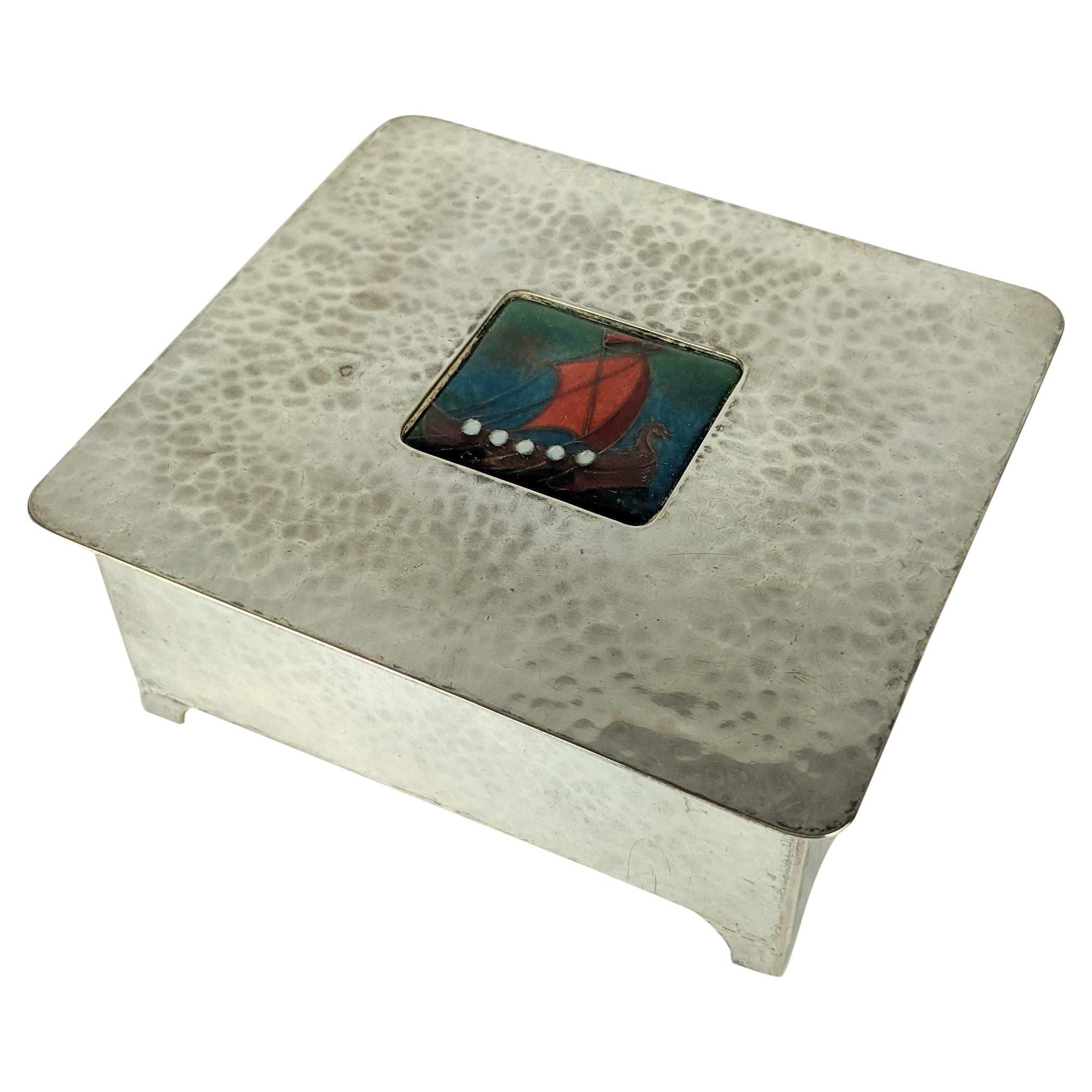 Seltene Frank Gardner Hale-Schatulle aus Sterling und Emaille im Angebot