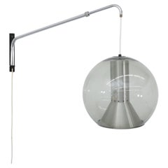 Rare Frank Ligtelijn for Raak Maxi Wall Lamp with Blown Smoked Glass Globe