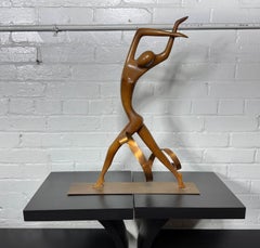 Seltene Franz Hagenauer Modernist Holz & Kupfer Figurale Tänzerin Skulptur