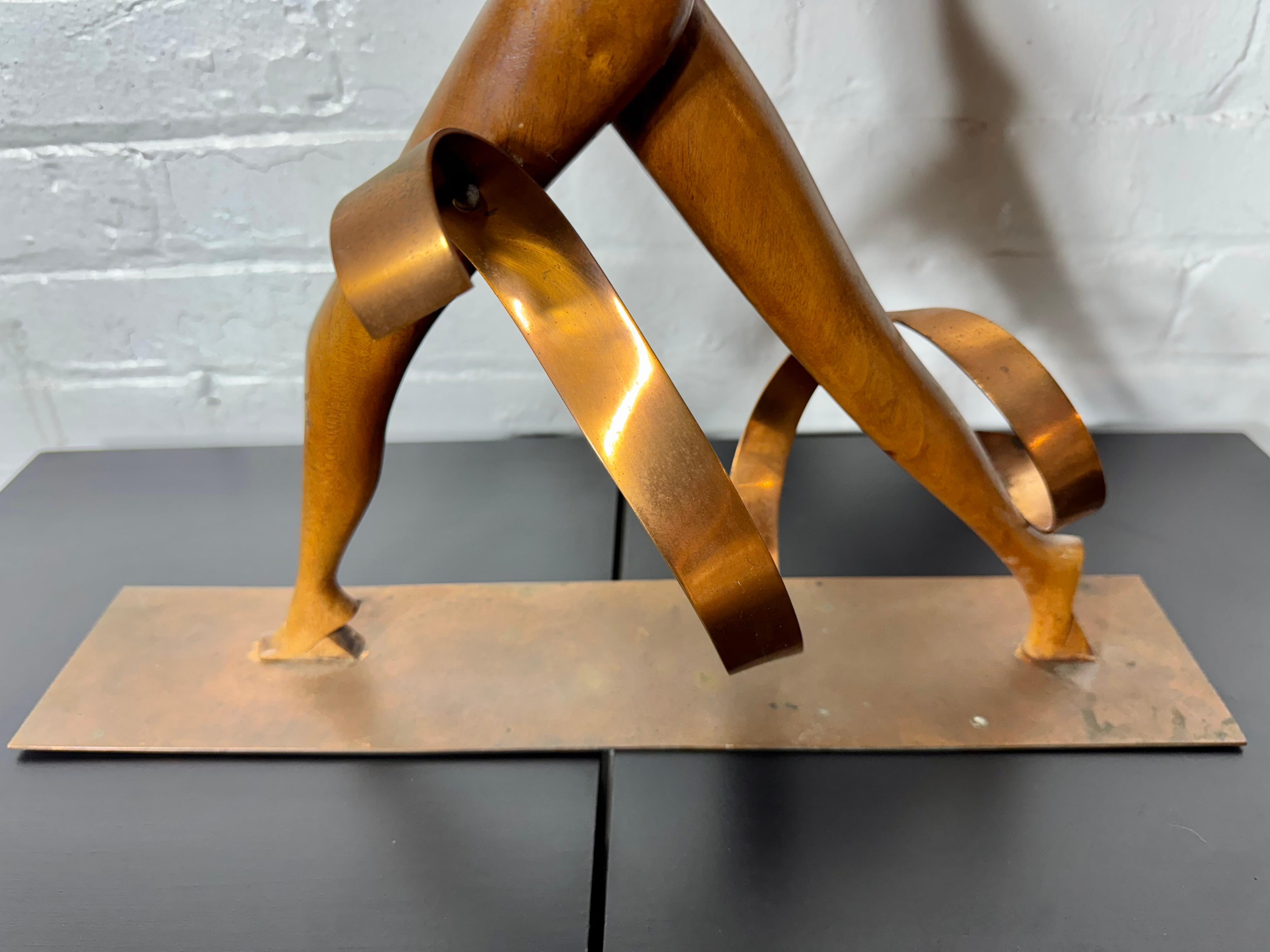 Rare Franz Hagenauer Modernist Wood & Copper Figural Dancer Sculpture en vente 1