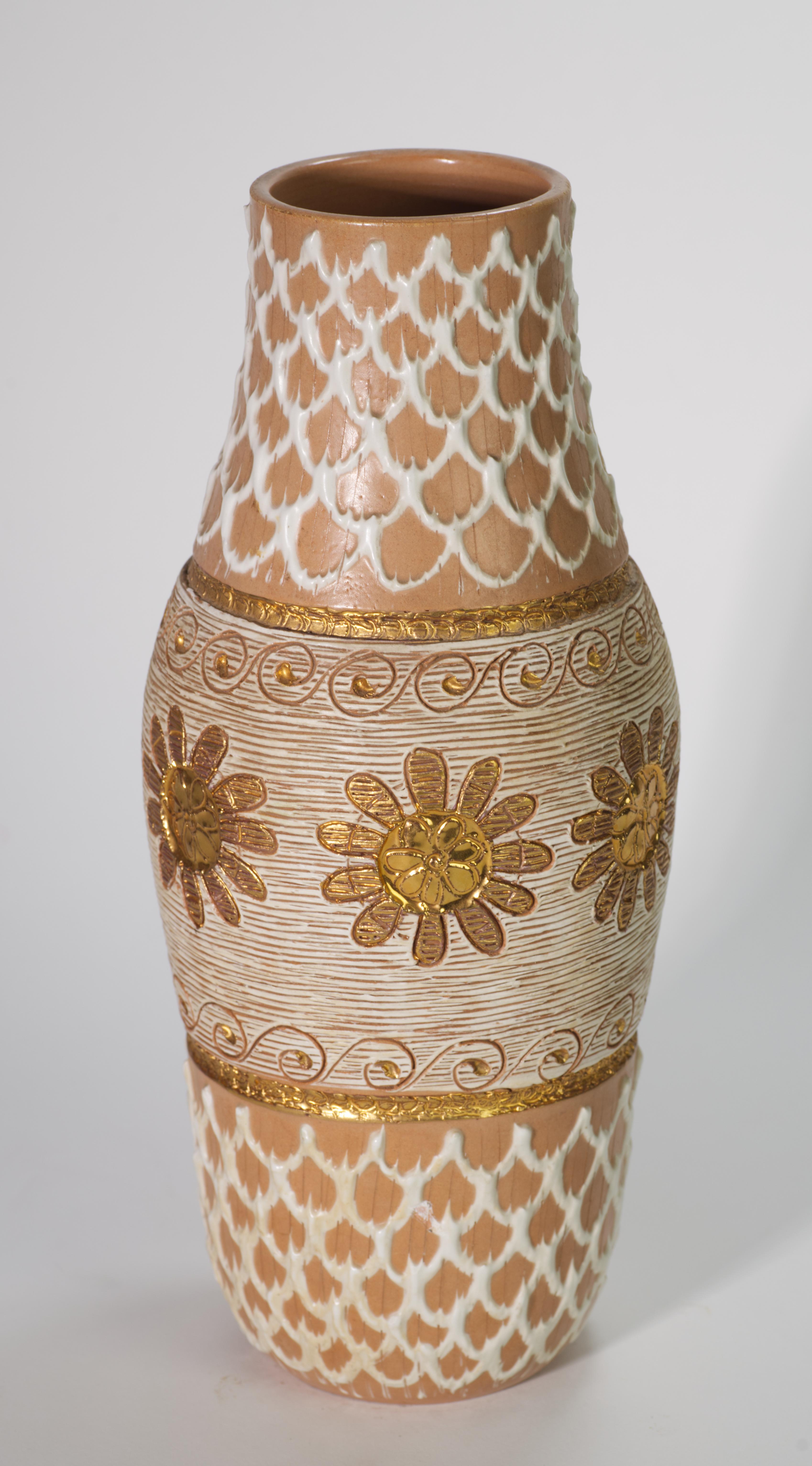 Organico moderno Raro vaso dorato e graffito Fratelli Fanciullacci per Elbee, Italia, metà del secolo scorso in vendita