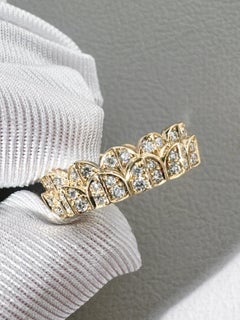 Raro FRED Paris Une Île d'Or Anillo de oro amarillo de 18 quilates con doble fila de diamantes Talla 50