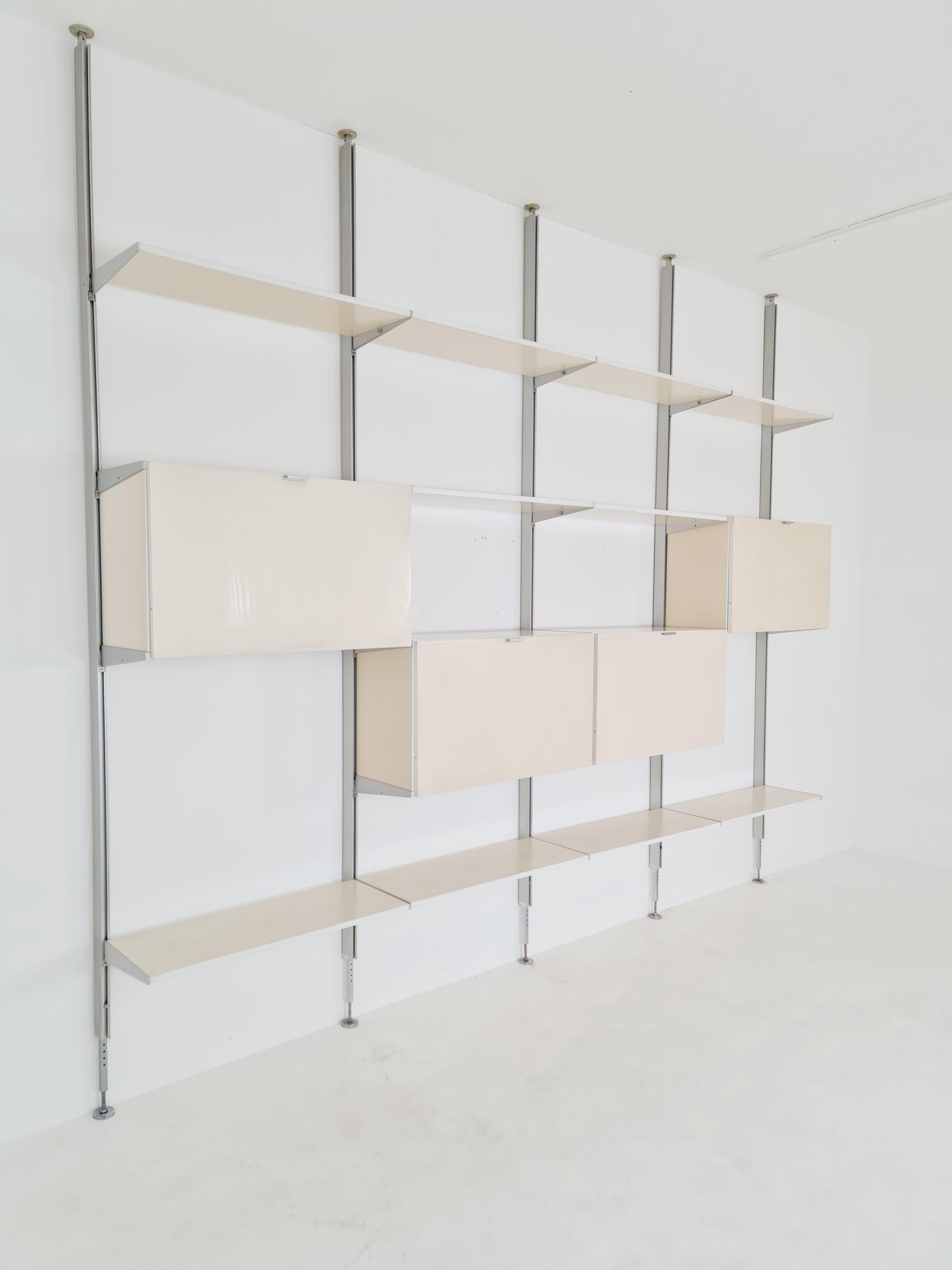 American Rare Free Standing Modular George Nelson Wall Unit Bookcase, Herman Miller Inter For Sale