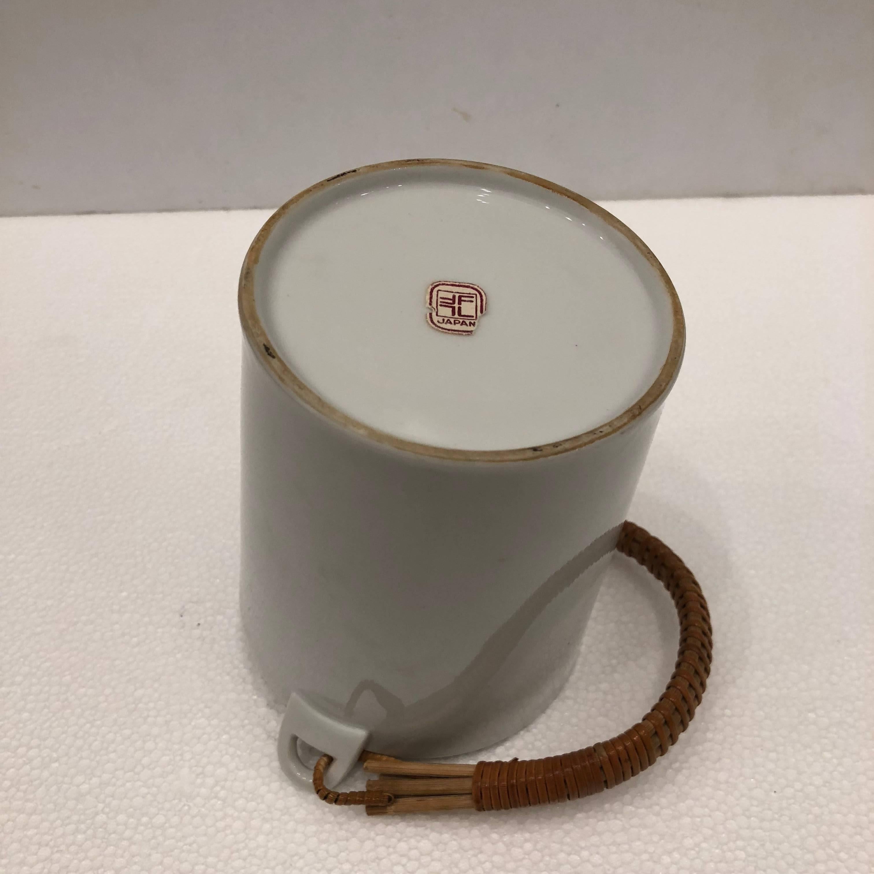 Mid-Century Modern Rare Freeman Lederman, Kenji Fujita, White Porcelain, Cane Teapot