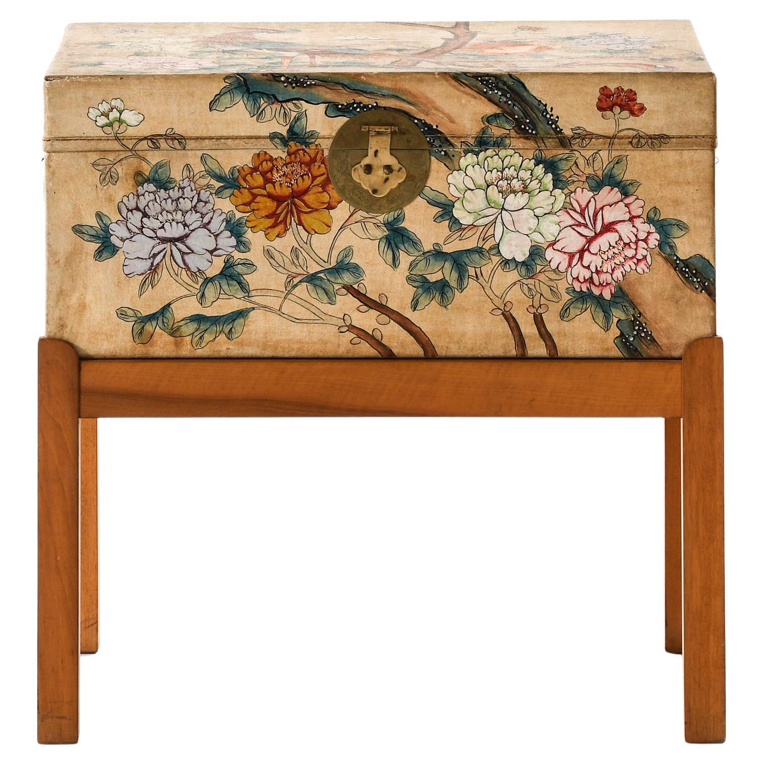 Rare Freestanding Chest in Brass, Parchment and Walnut by Josef Frank, 1940s