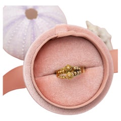 Rare French 18k gold antique flower ring - Napoleon III - Victorian flower jewel