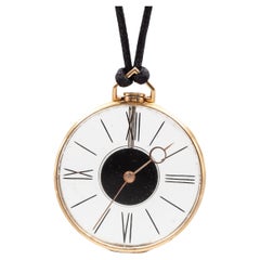 Rare pendentif de montre de poche français en or jaune 18 carats transparent