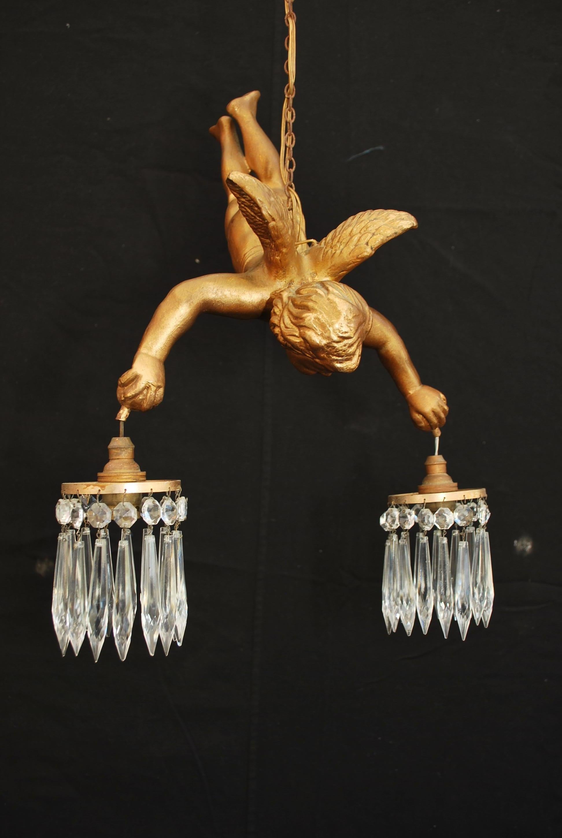 Early 20th Century Rare French 1920's angel light For Sale