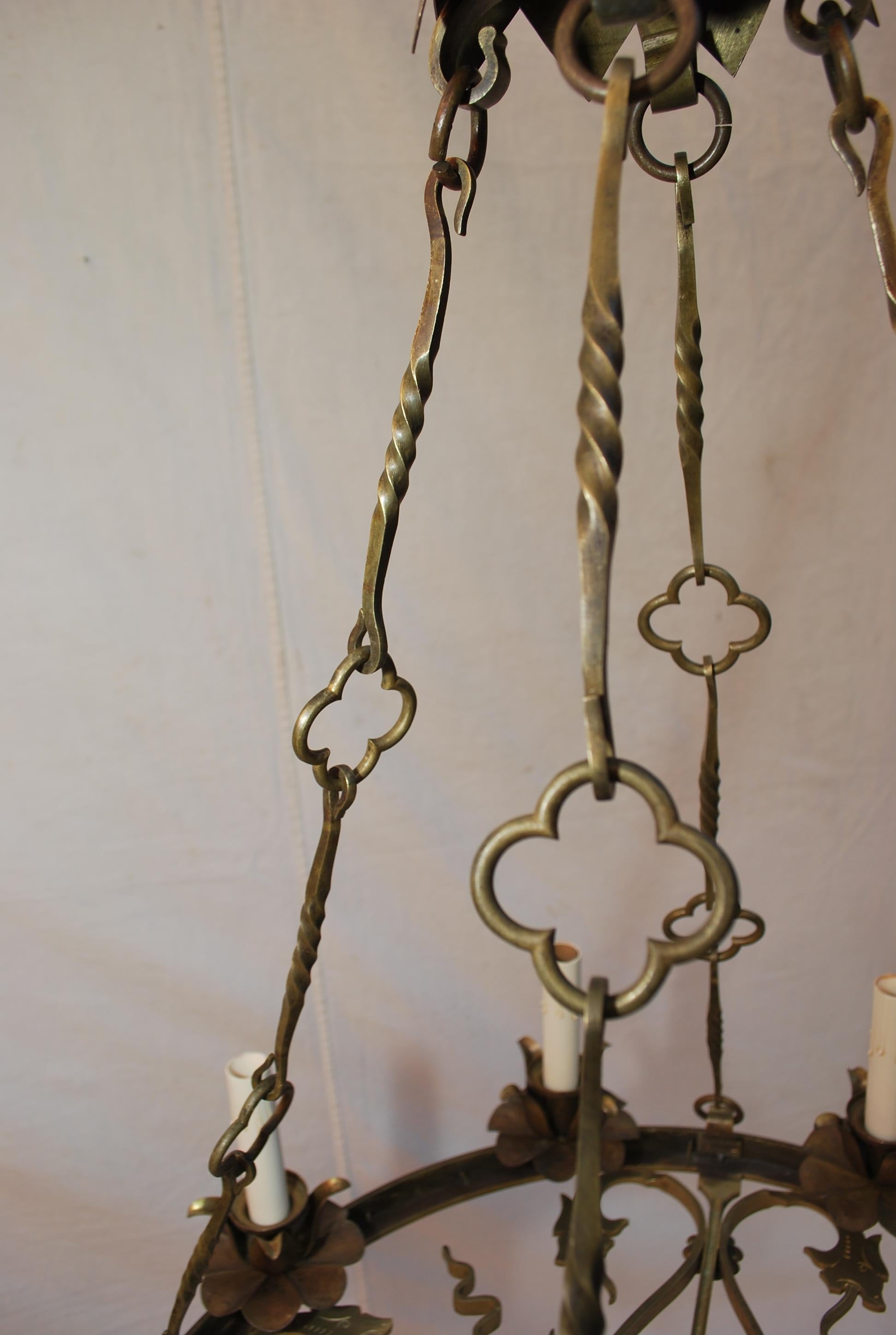 Raro lampadario francese in bronzo degli anni '20 in vendita 2