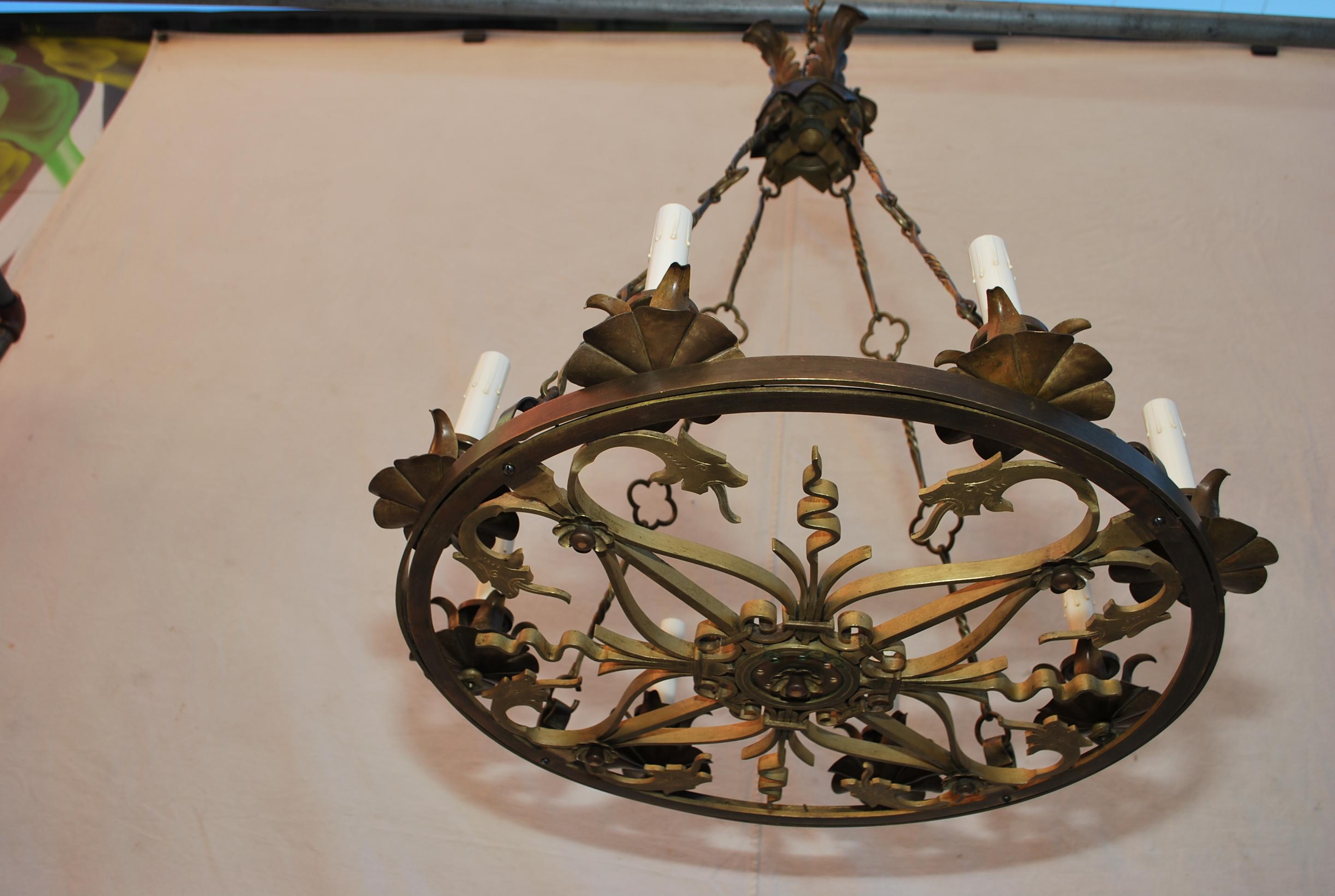 Raro lampadario francese in bronzo degli anni '20 in vendita 4