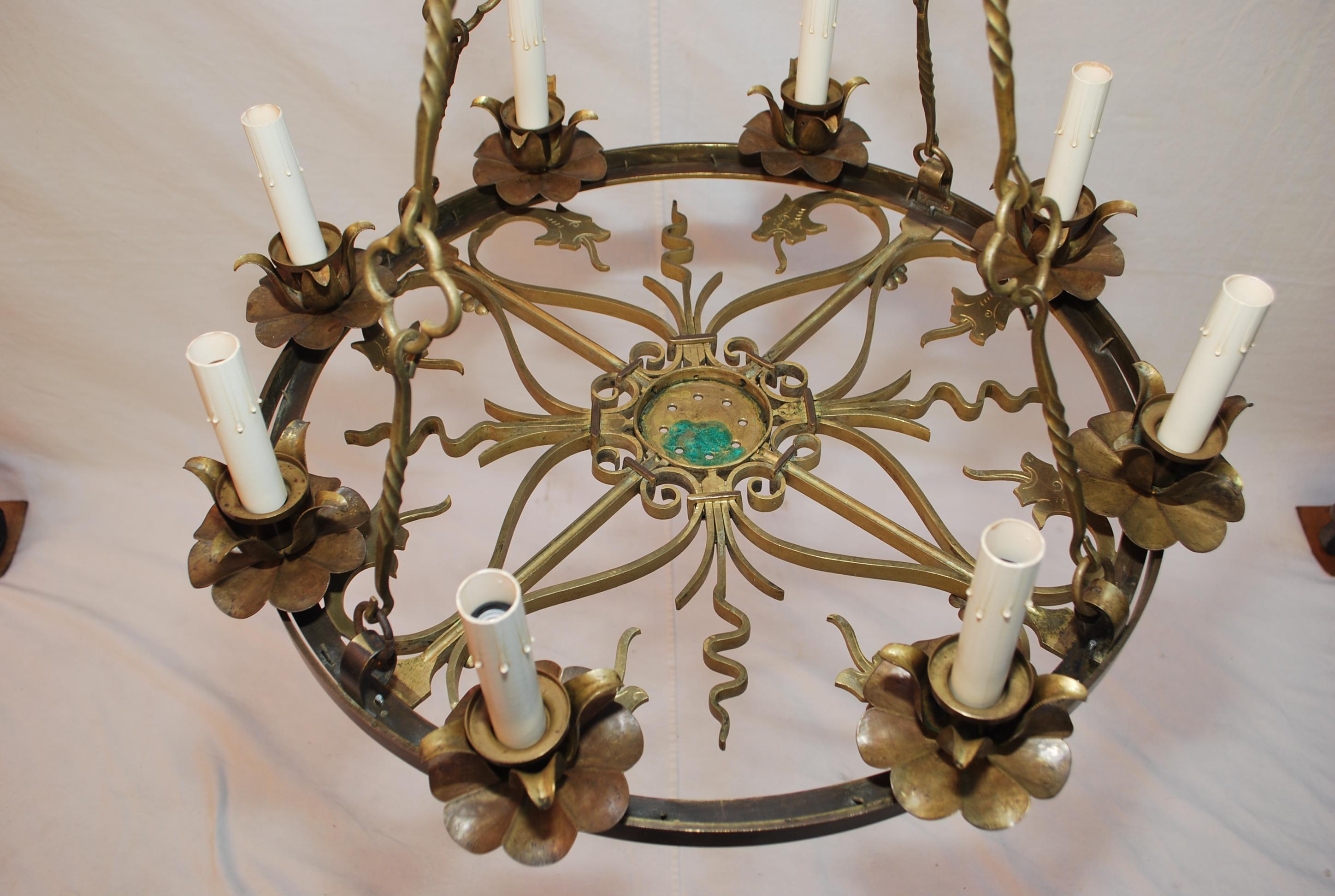 A beautiful and rare Spanish style all hands made, made of solid bronze. the patina is so much nicer in person