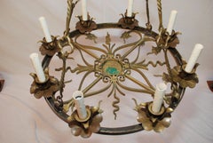 Rare French 1920's bronze chandelier