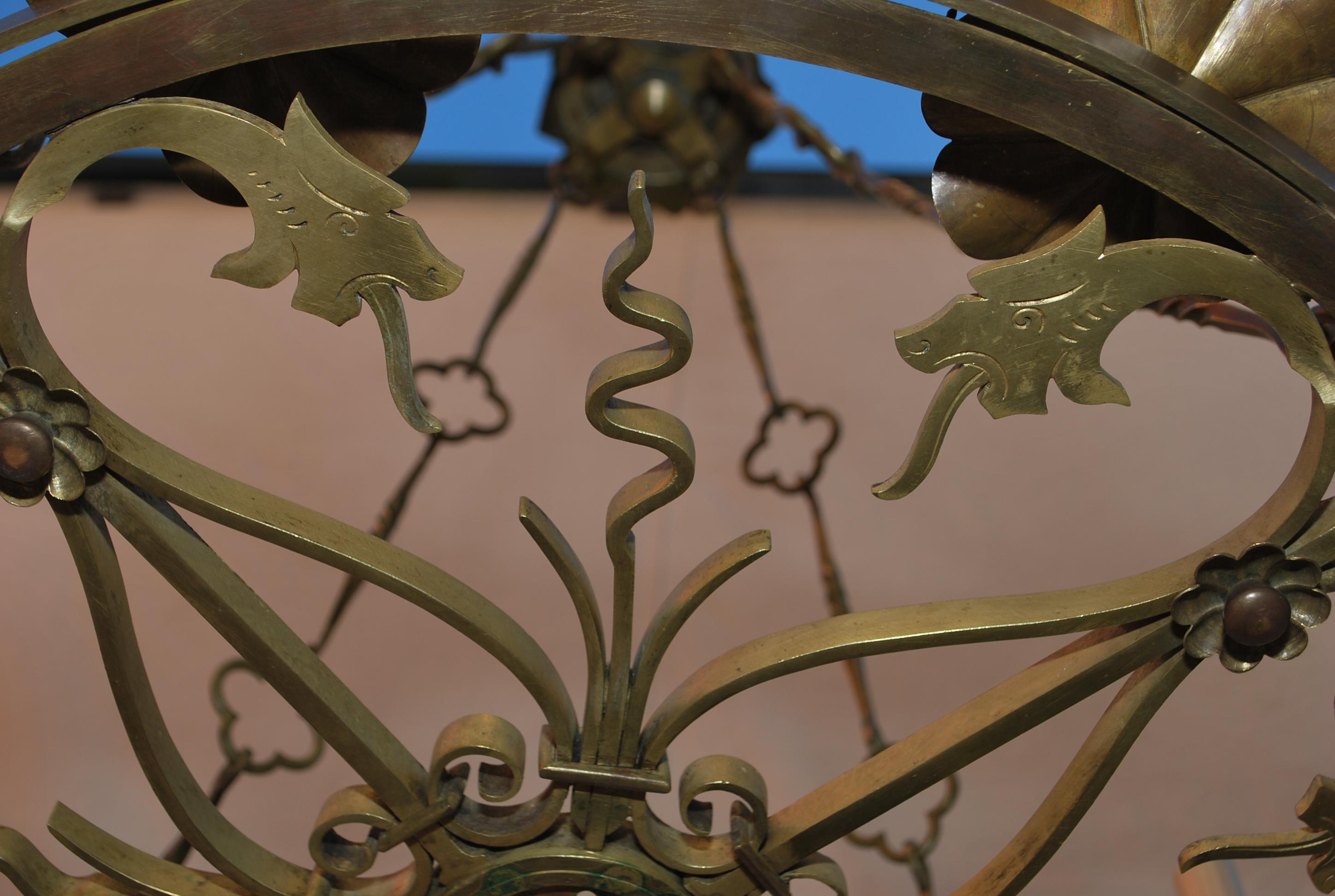 Bronzo Raro lampadario francese in bronzo degli anni '20 in vendita