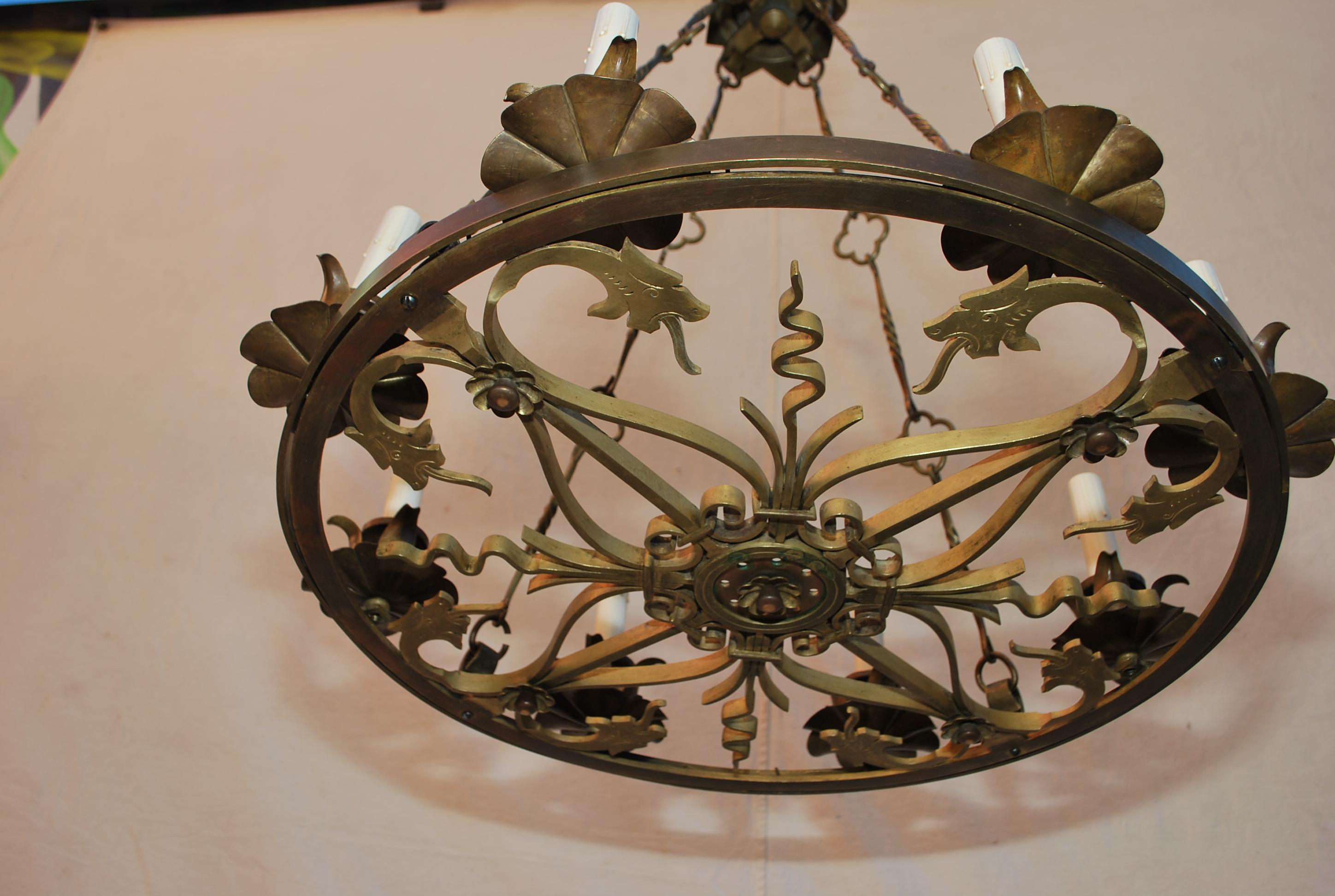 Raro lampadario francese in bronzo degli anni '20 in vendita 1