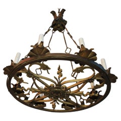 Antique Rare French 1920's bronze chandelier