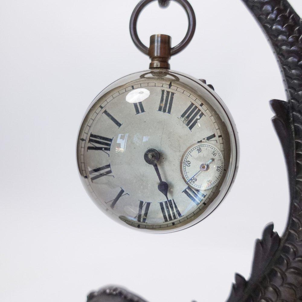 Rare French 19th Century Bronze Watch and Barometer Holder In Good Condition In Victoria, BC