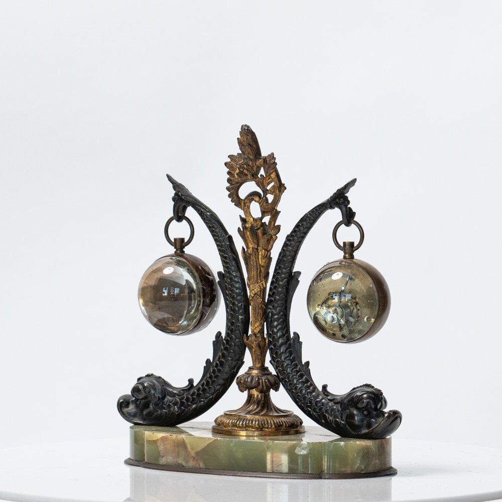 Rare French 19th Century Bronze Watch and Barometer Holder 3