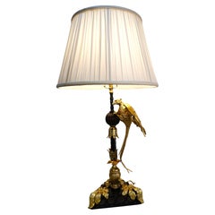 Rare French 1early 20th Century Bronze Bird Table Lamp