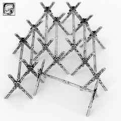 Rare French All Sterling Silver Knife Rests Set of 8-Piece, Ribbon