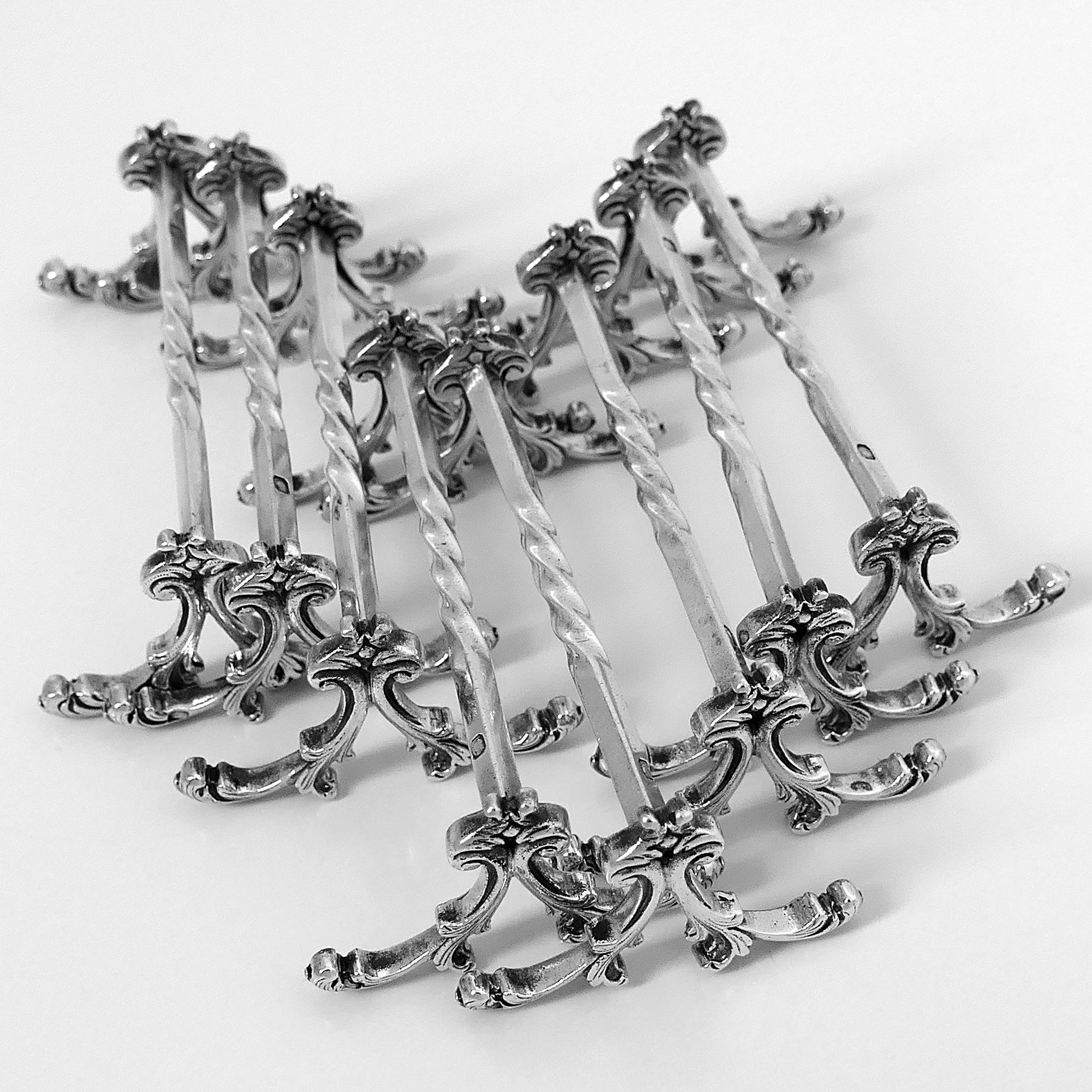 Rare French All Sterling Silver Knife Rests Set of Eight-Piece For Sale 2