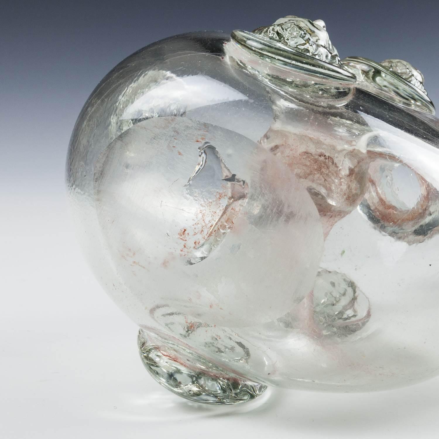 Early 18th Century Rare French Annular Flask With Portrait Prunts 1715-1774 For Sale