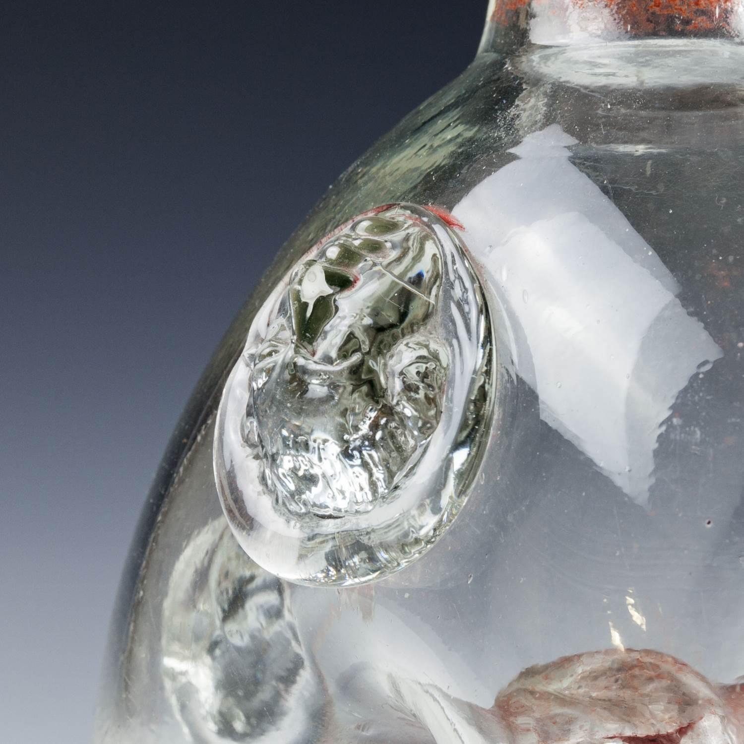 Rare French Annular Flask With Portrait Prunts 1715-1774 For Sale 1