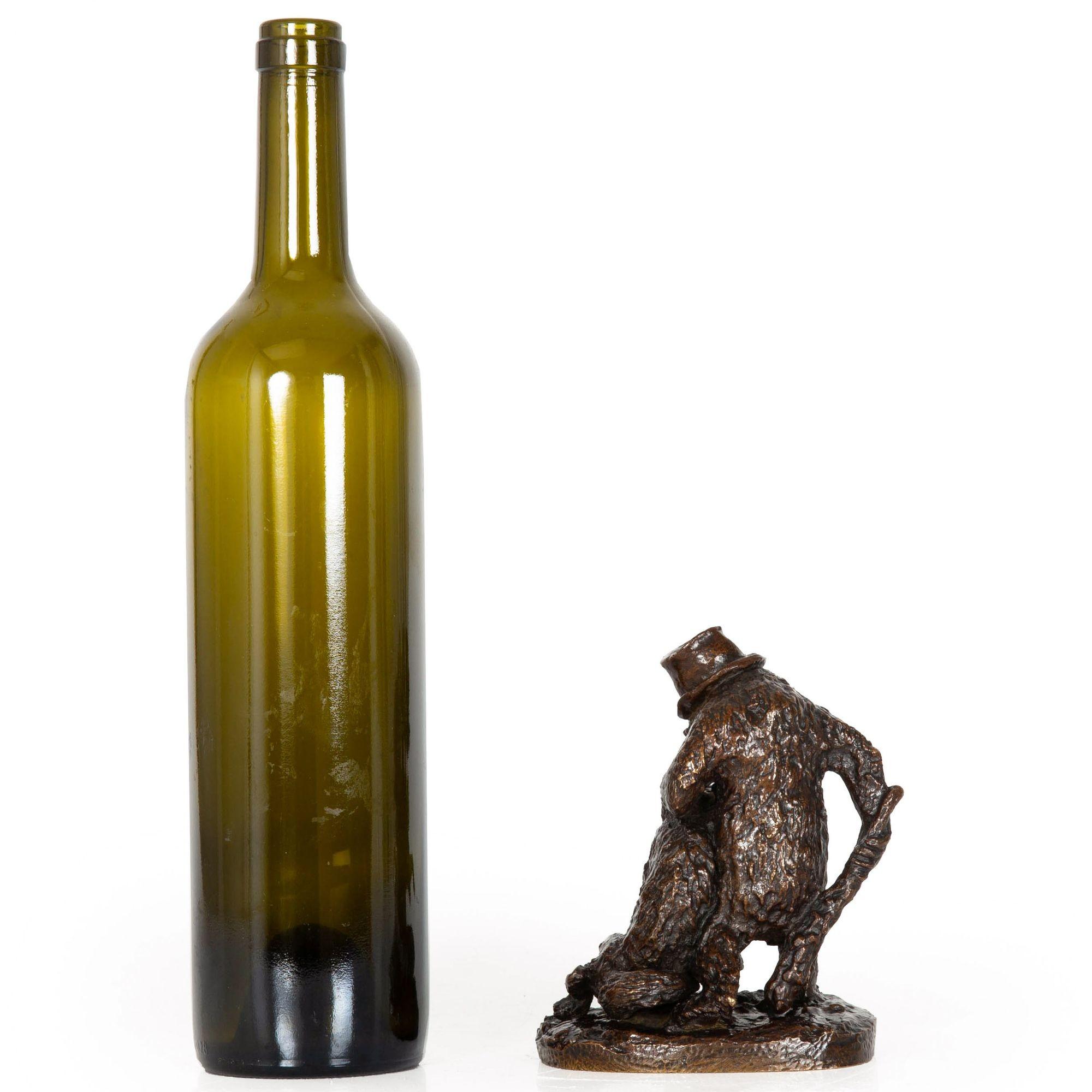 19th Century Rare French Antique Bronze Sculpture “Bear with Wolf” by Christophe Fratin