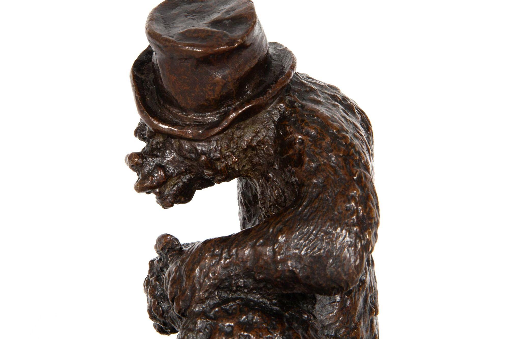 Rare French Antique Bronze Sculpture “Bear with Wolf” by Christophe Fratin 3