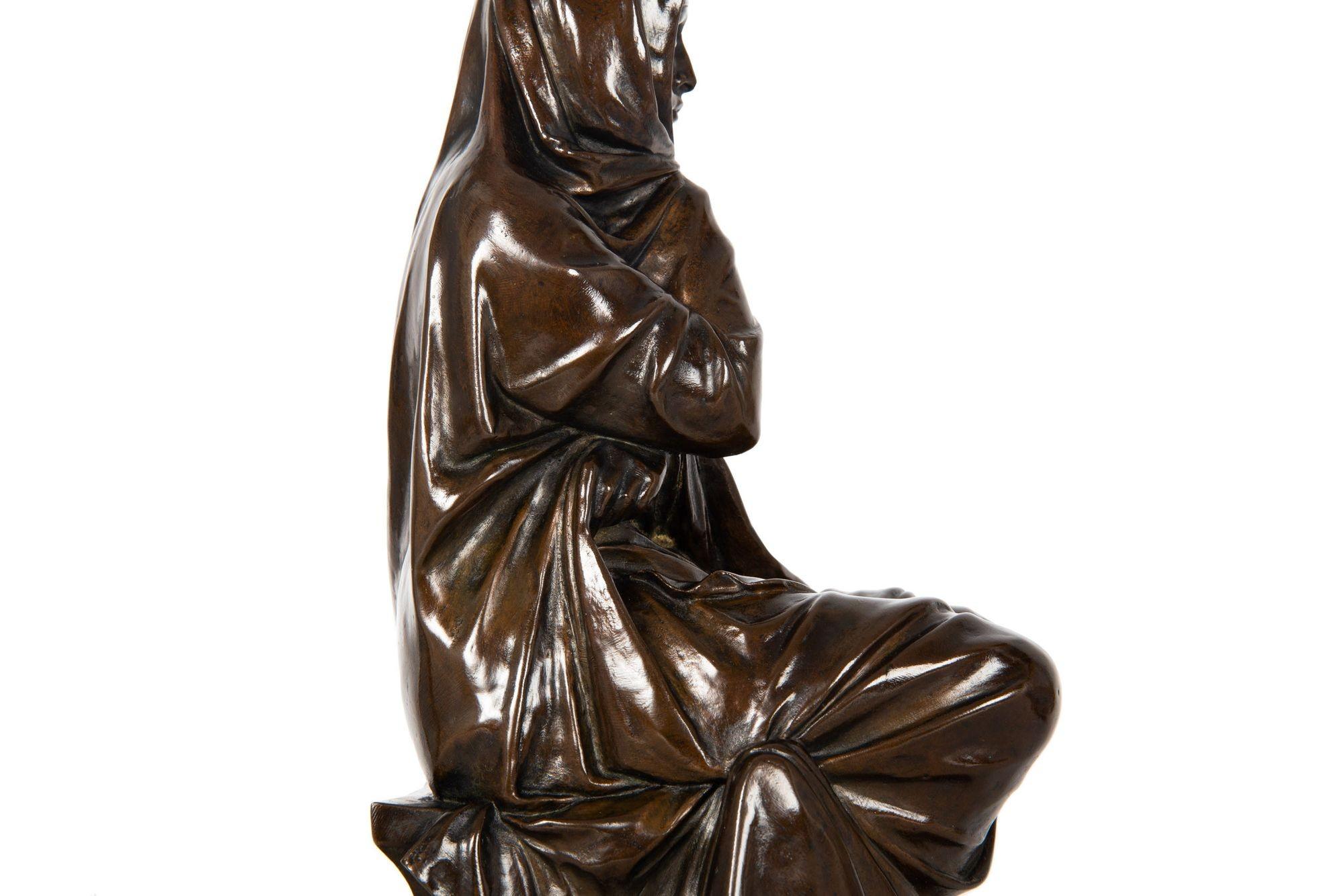 Rare French Antique Bronze Sculpture by Henri Brun, perhaps Julia Domna For Sale 5