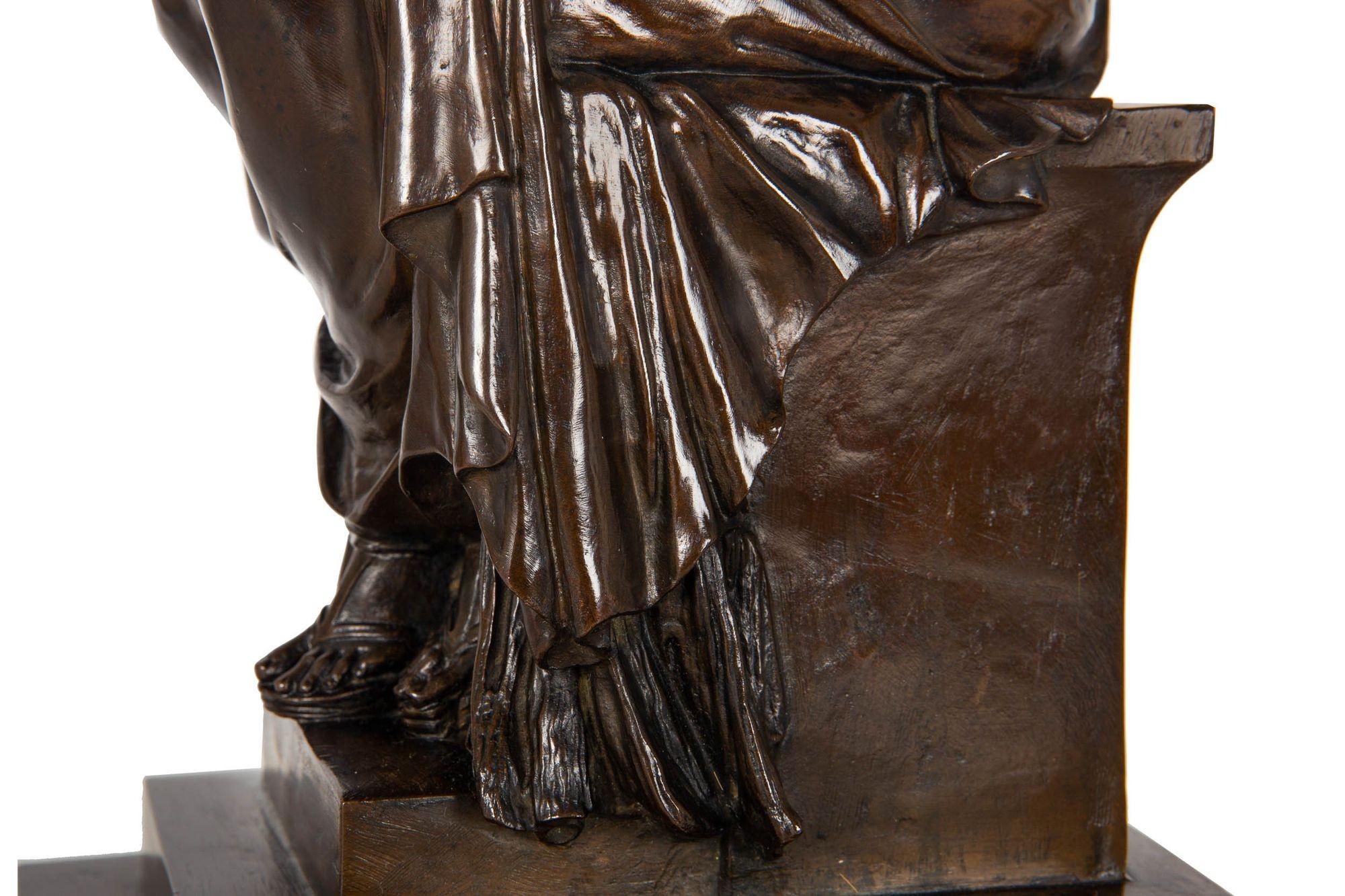 Seltene französische antike Bronzeskulptur von Henri Brun, vielleicht Julia Domna im Angebot 8