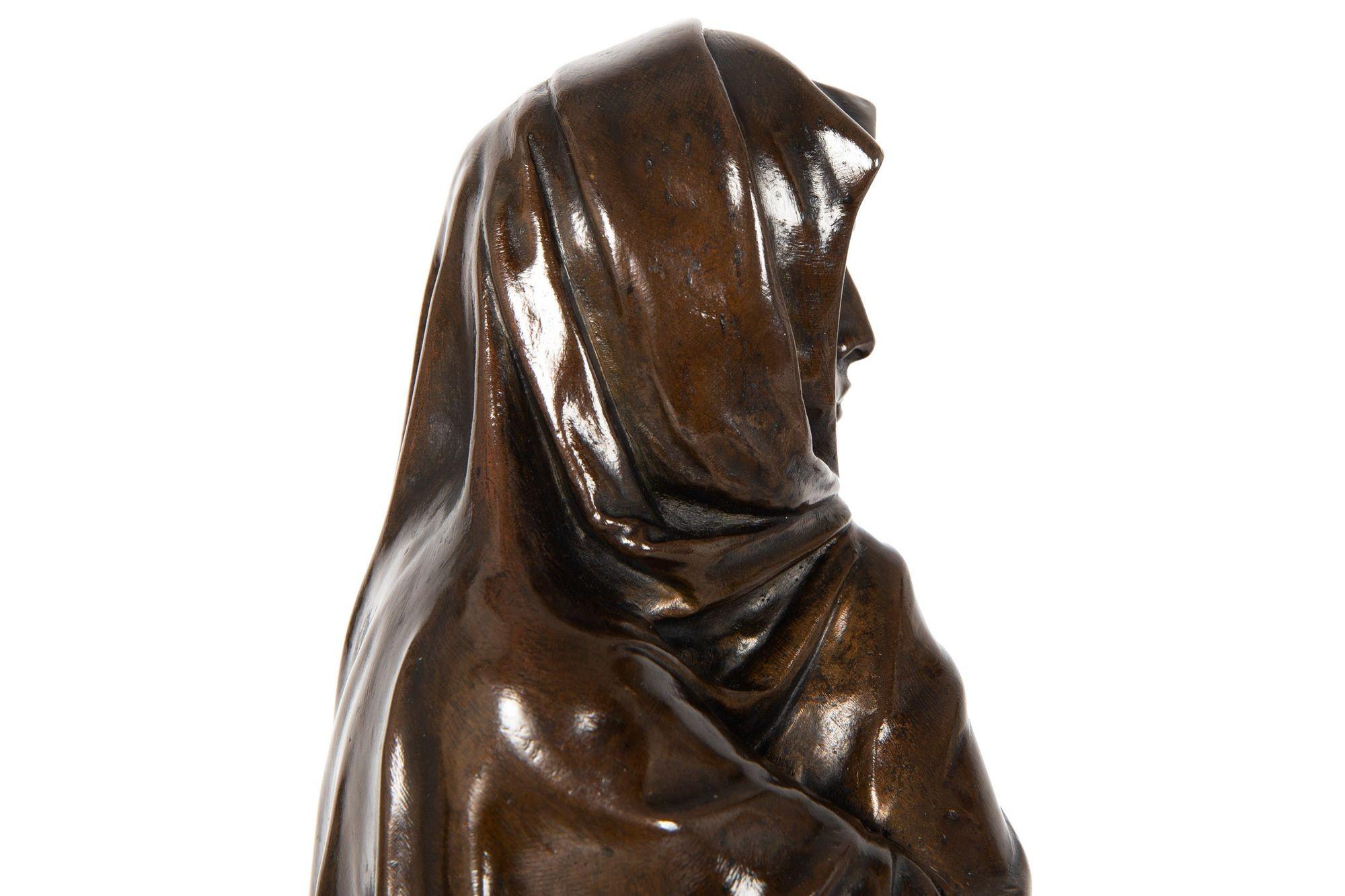 Seltene französische antike Bronzeskulptur von Henri Brun, vielleicht Julia Domna im Angebot 9