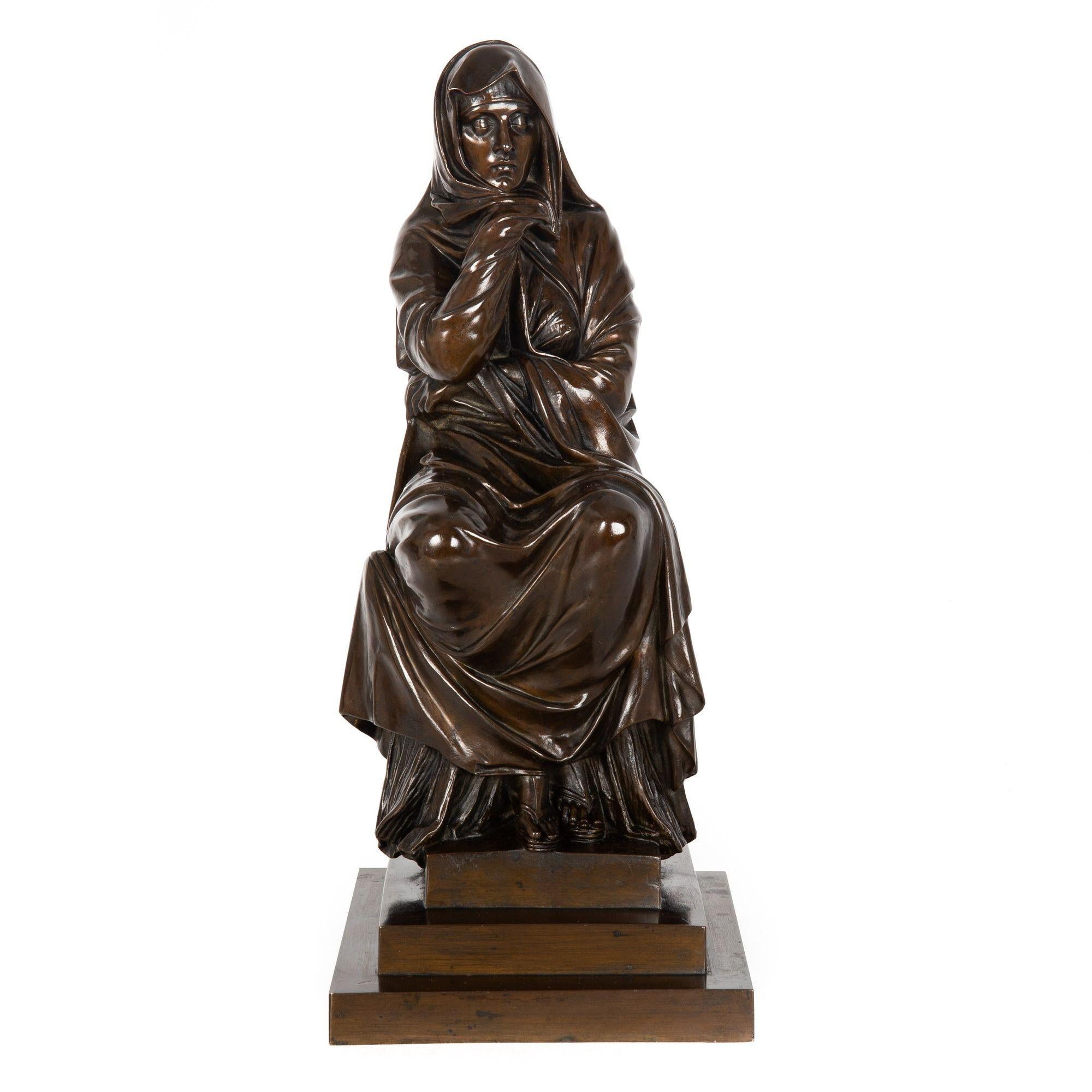HENRI BRUN
Französisch, 1816-1889

Wahrscheinlich ein Modell der römischen Kaiserin Julia Domna Pia Felix Augustus

Sandgegossene und patinierte Bronze  signiert 