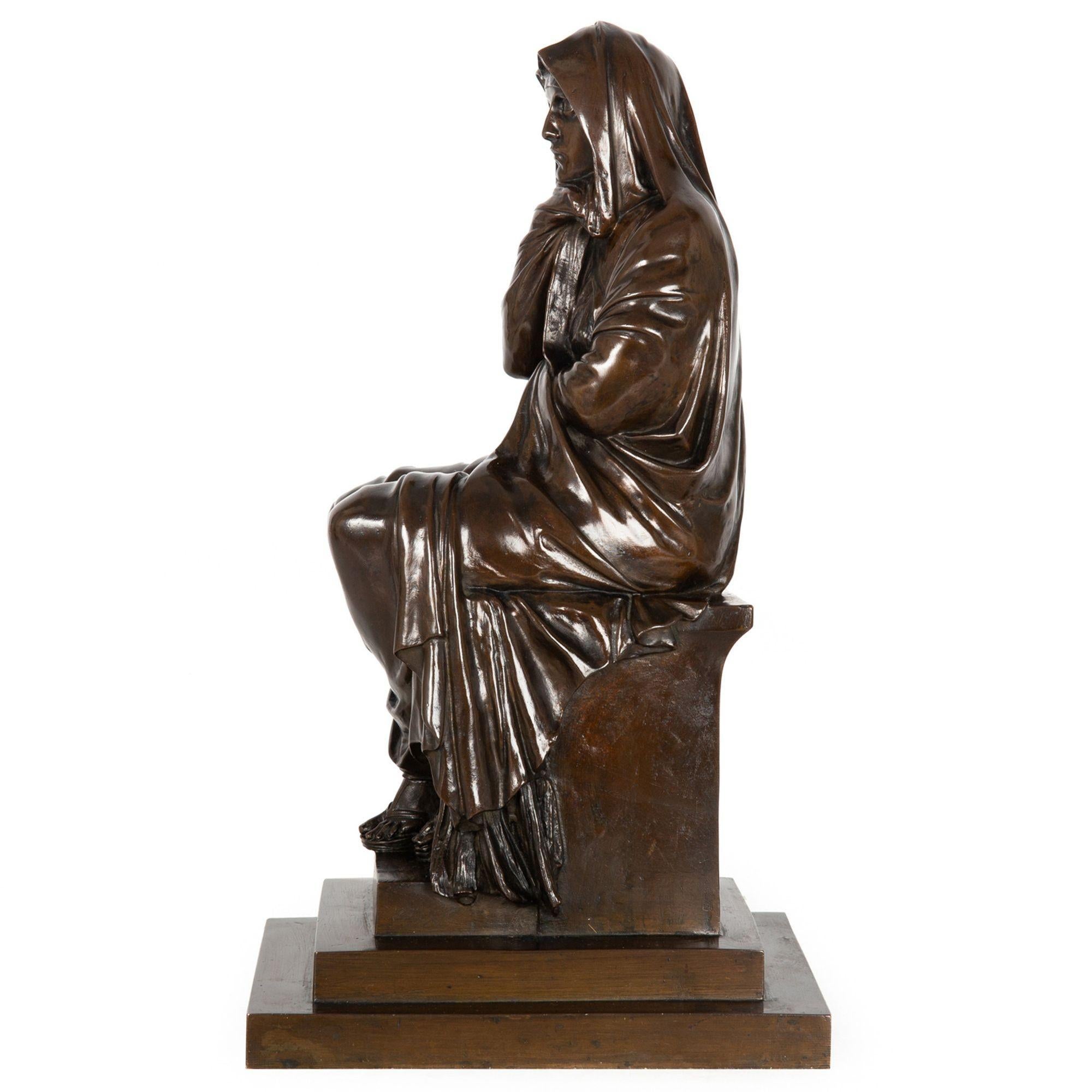 Seltene französische antike Bronzeskulptur von Henri Brun, vielleicht Julia Domna (Französisch) im Angebot