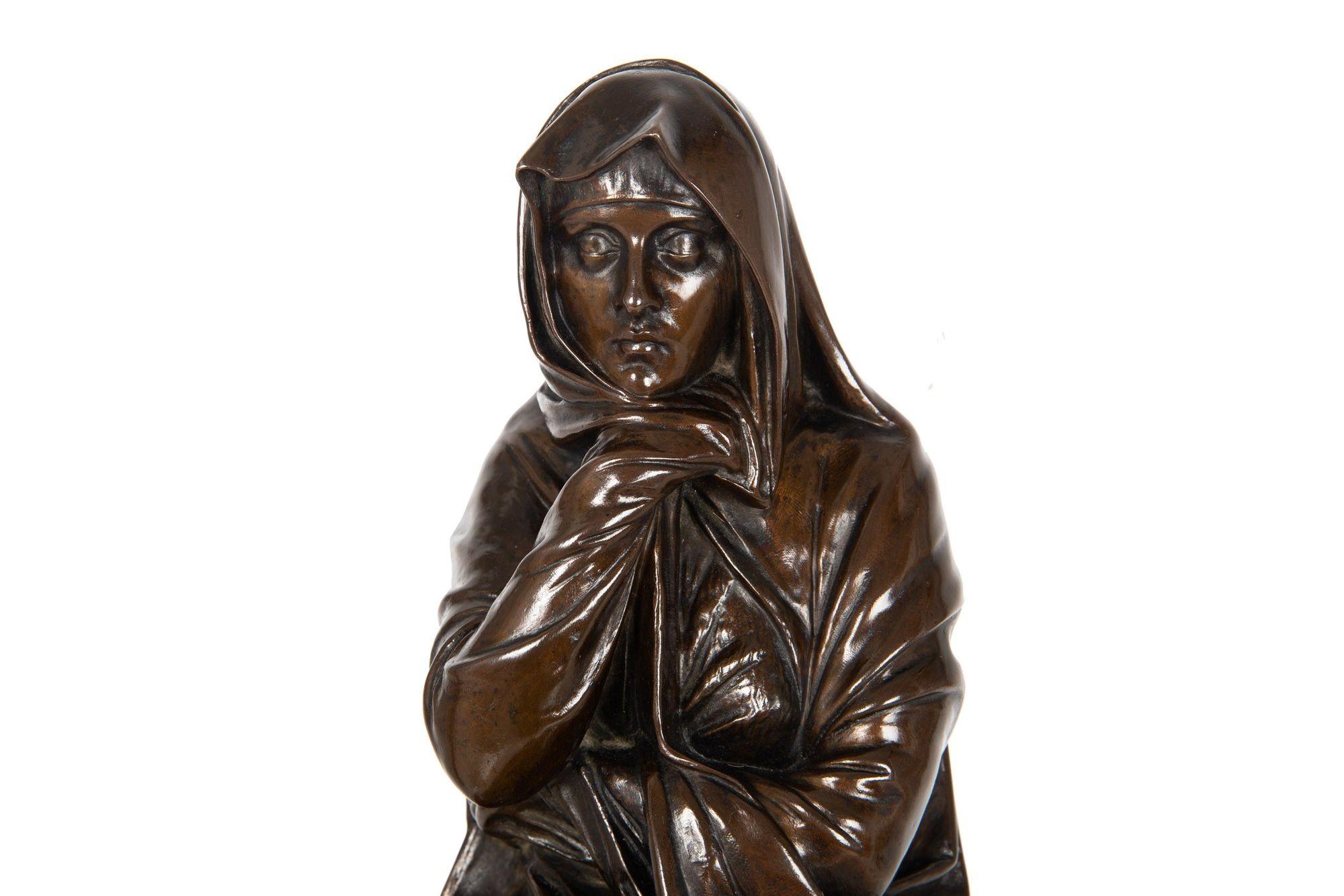 19th Century Rare French Antique Bronze Sculpture by Henri Brun, perhaps Julia Domna For Sale