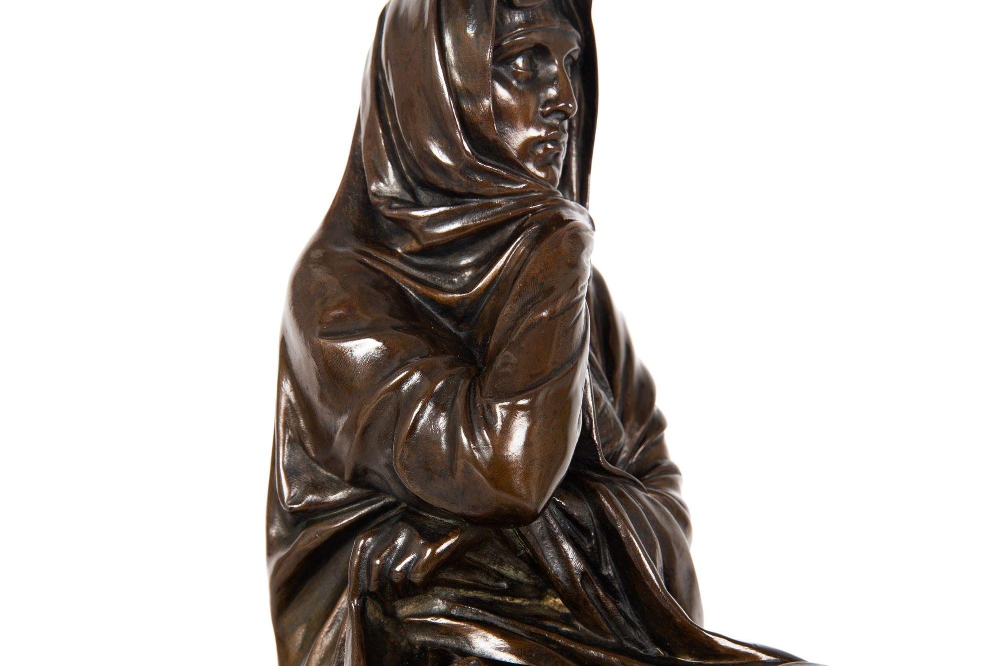 Seltene französische antike Bronzeskulptur von Henri Brun, vielleicht Julia Domna im Angebot 2