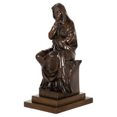 Rare sculpture française en bronze ancien d'Henri Brun, peut-être Julia Domna