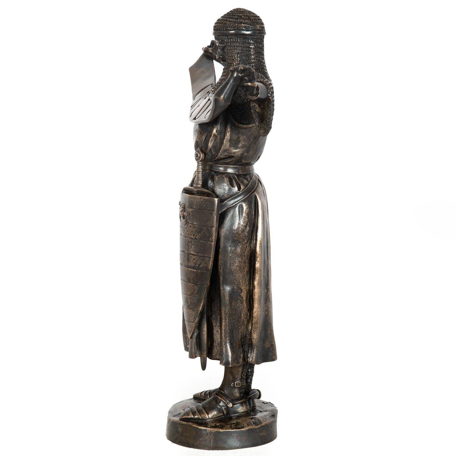 Romantic Rare French Antique Bronze Sculpture “Credo” by Emmanuel Fremiet