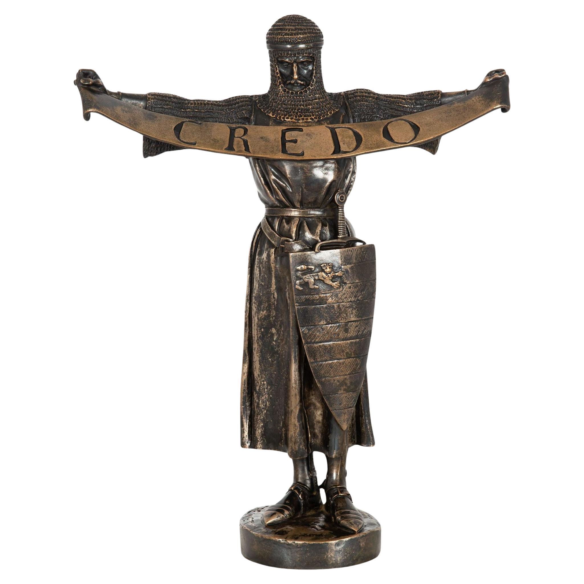 Rare French Antique Bronze Sculpture “Credo” by Emmanuel Fremiet