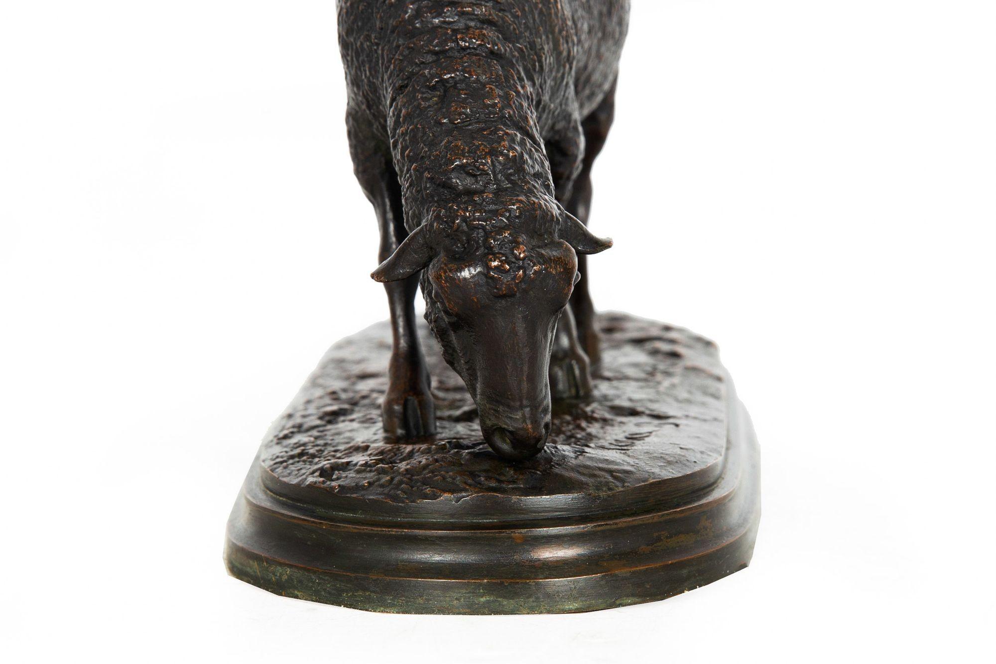 Rare French Antique Bronze Sculpture “Grazing Ewe” by Rosa Bonheur 5
