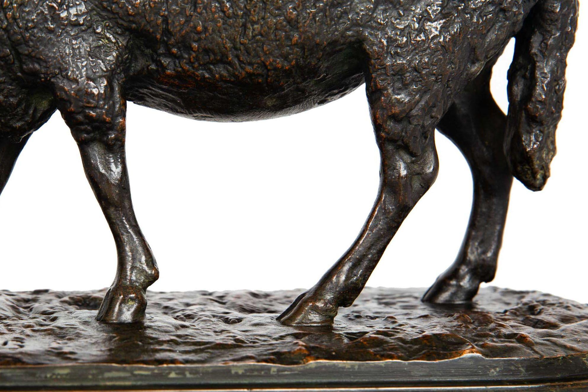 Rare French Antique Bronze Sculpture “Grazing Ewe” by Rosa Bonheur 8