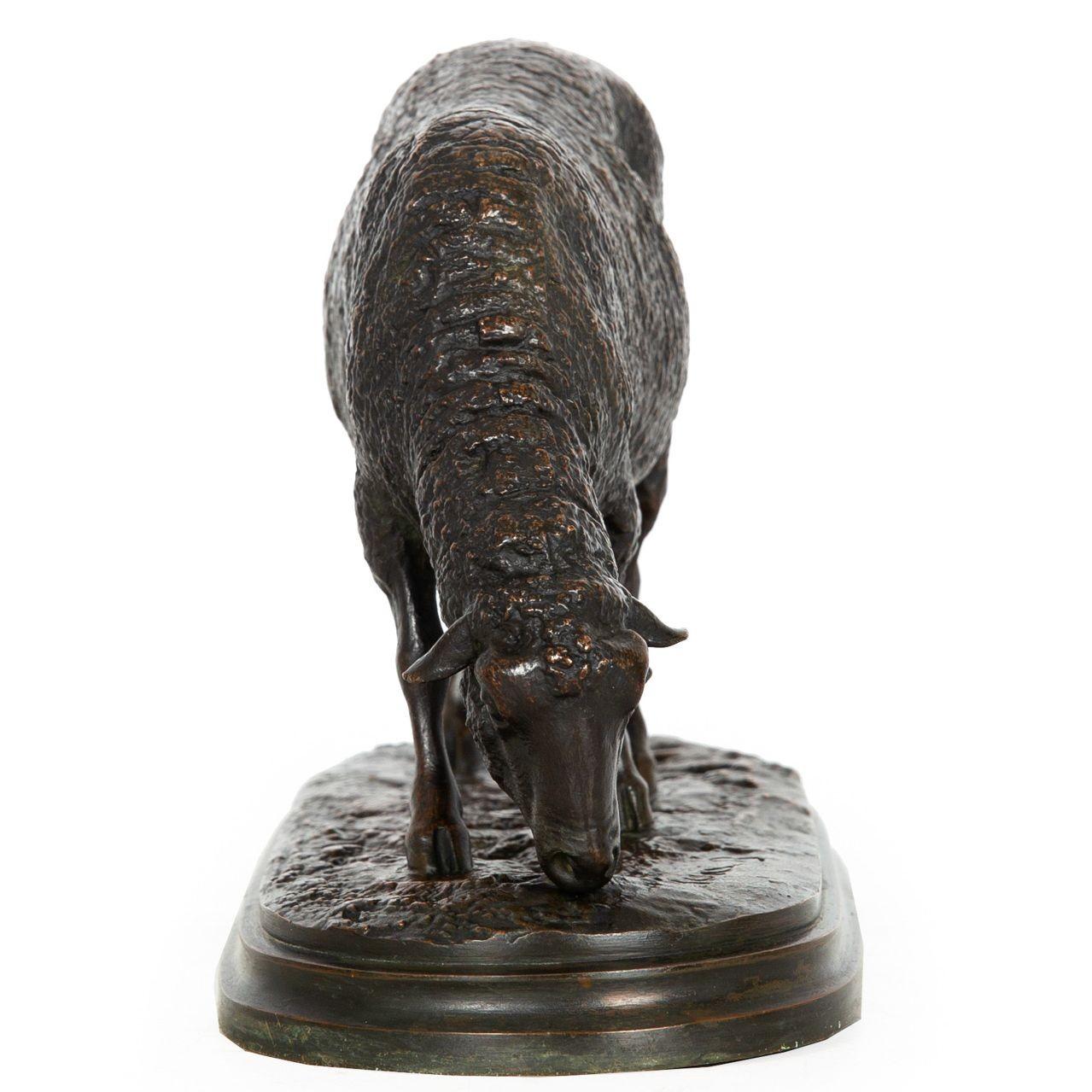 Rare French Antique Bronze Sculpture “Grazing Ewe” by Rosa Bonheur In Good Condition In Shippensburg, PA